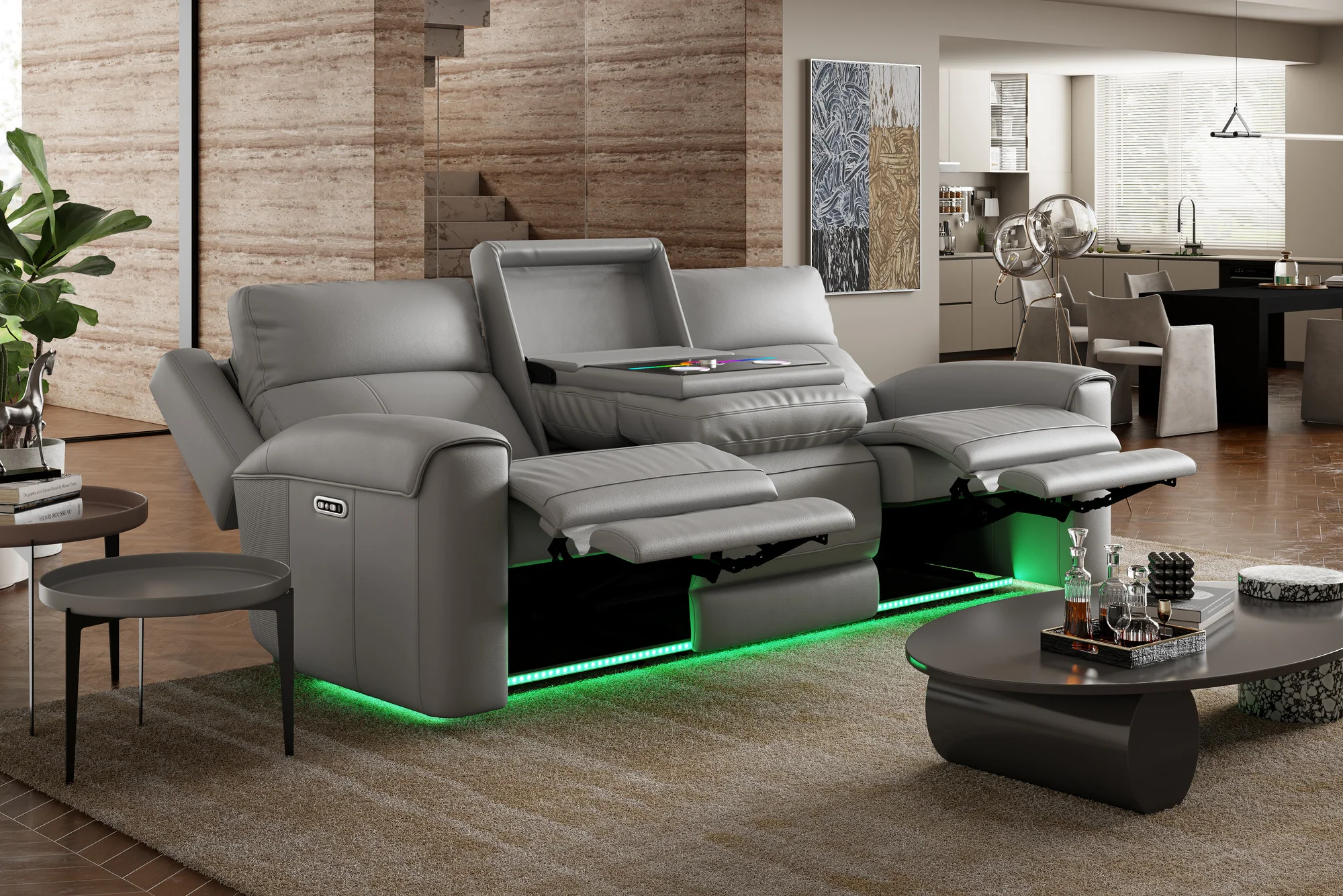 Harbour Immersive Audio Leather Dual Recliner Lounge with Heat & Massage & Ventilation - Image 4