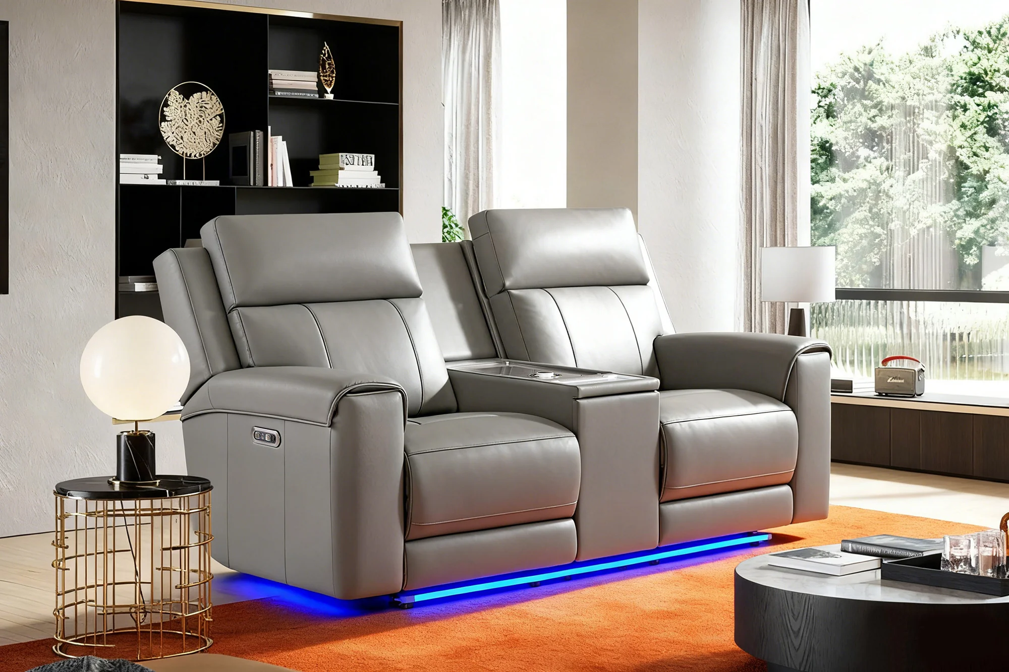 Harbour Immersive Audio Leather Dual Recliner Loveseat Lounge with Heat & Massage & Ventilation - Image 3