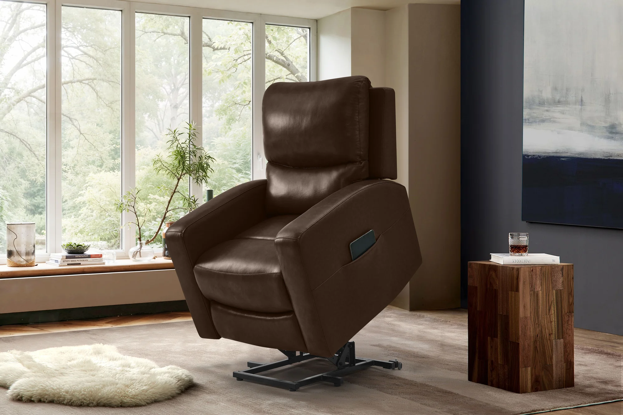 Hector Leather Power Lift Recliner Chair with Heat & Massage - Image 2