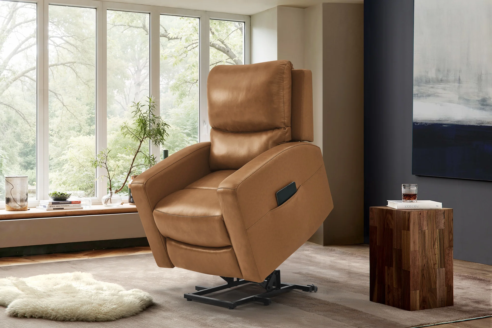 Hector Leather Power Lift Recliner Chair with Heat & Massage - Image 21