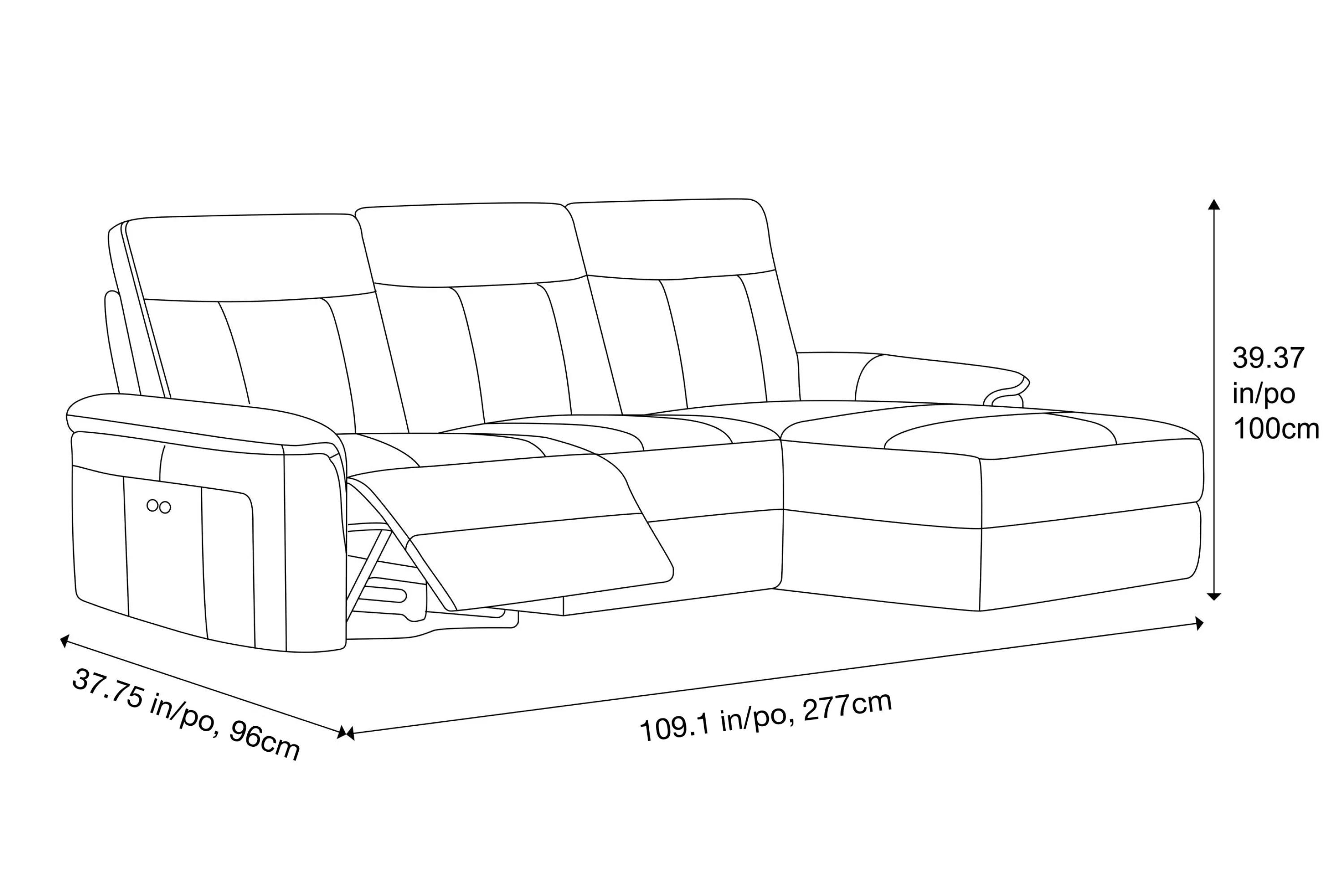 Heidi Leather Recliner Sectional Lounge - Image 3