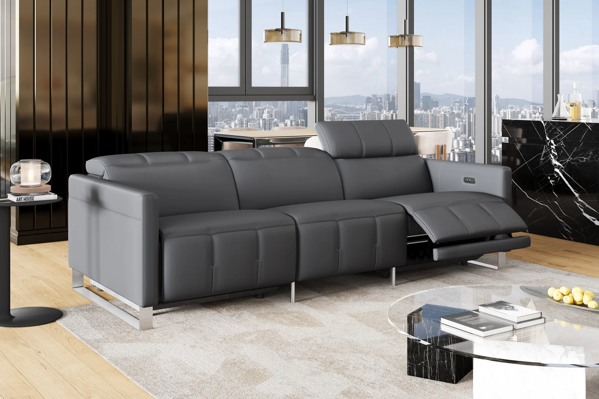 Isla Leather Recliner Lounge - Image 4