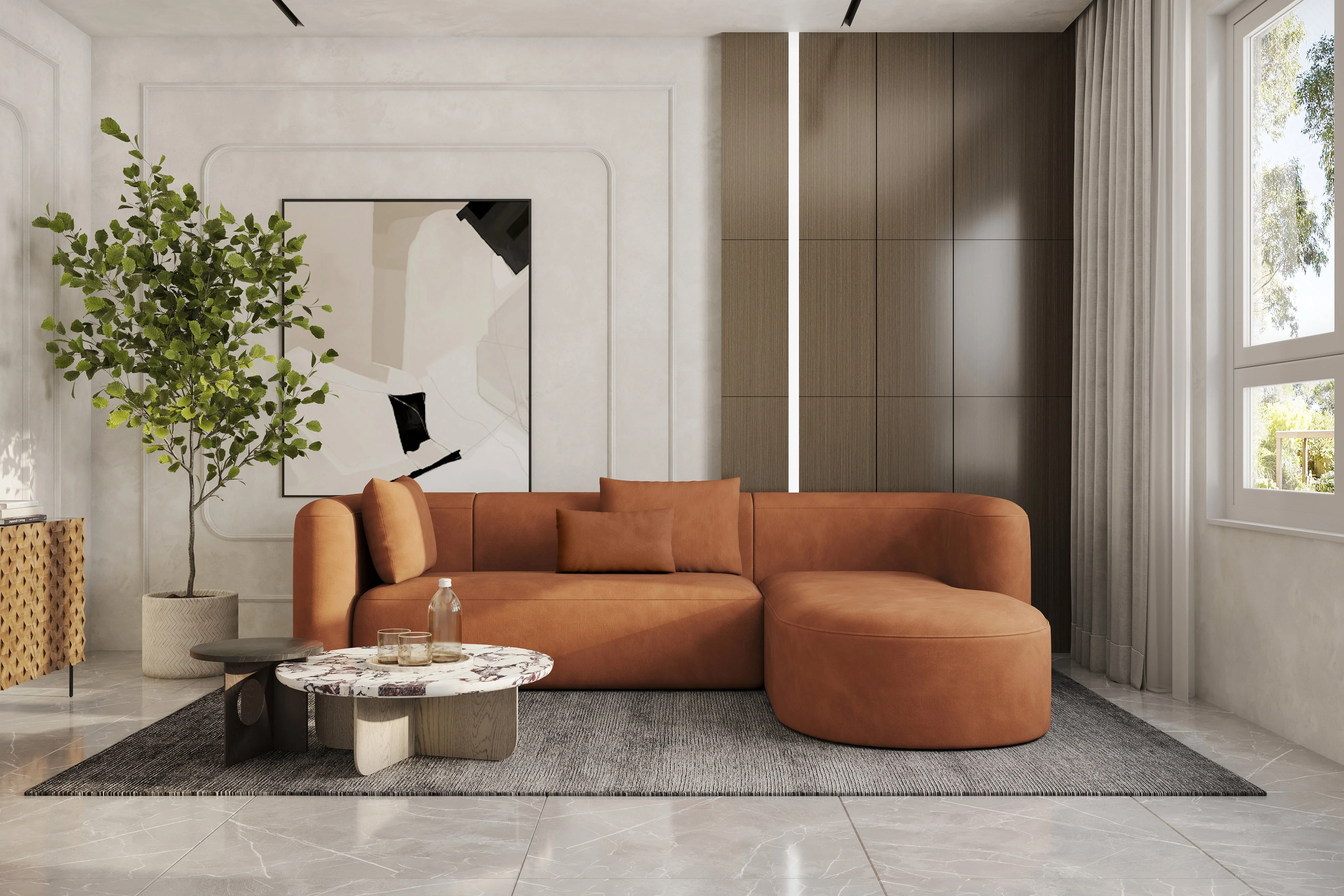 Jordyn Velvet Fabric Sectional Lounge - Image 17