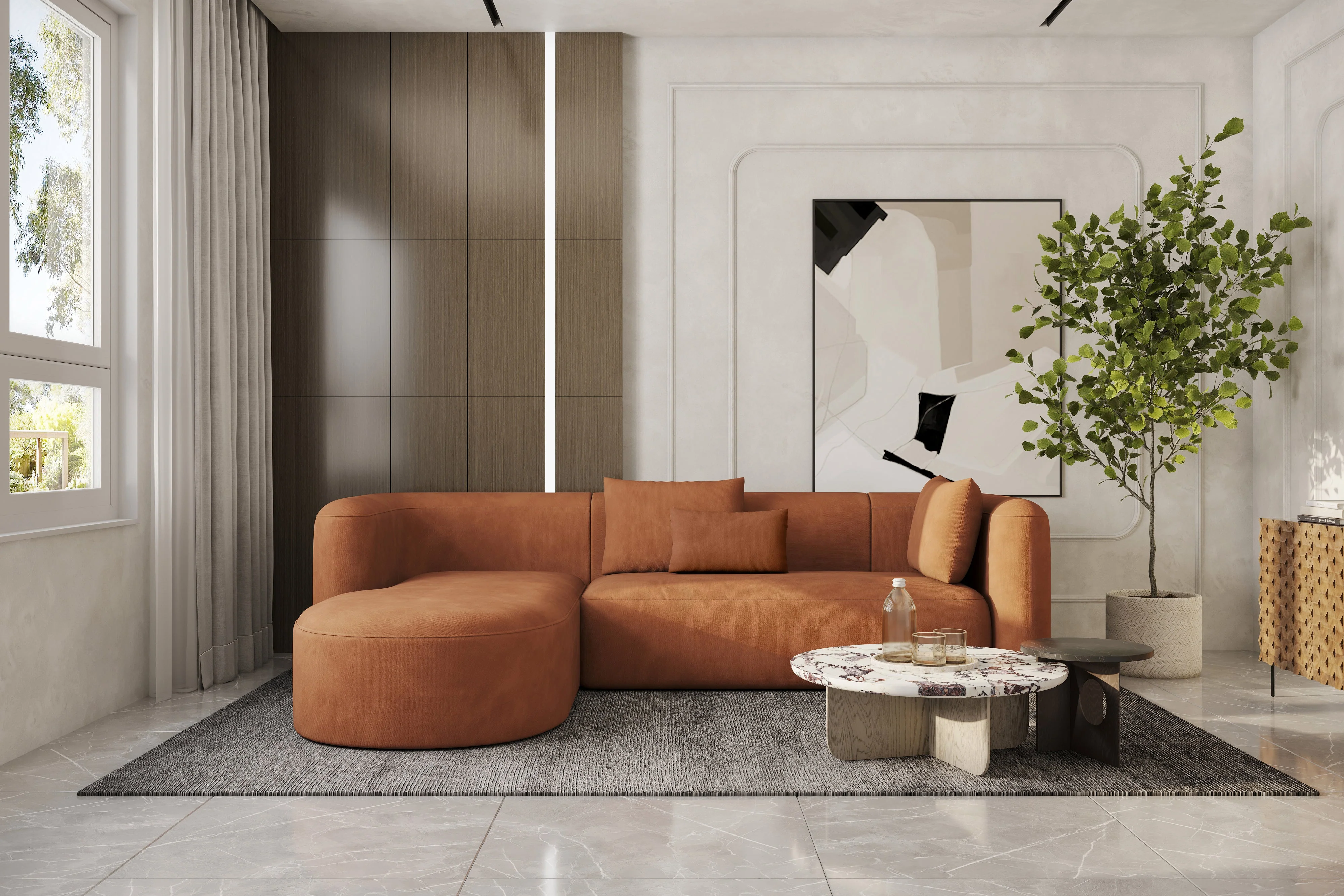 Jordyn Velvet Fabric Sectional Lounge - Image 26