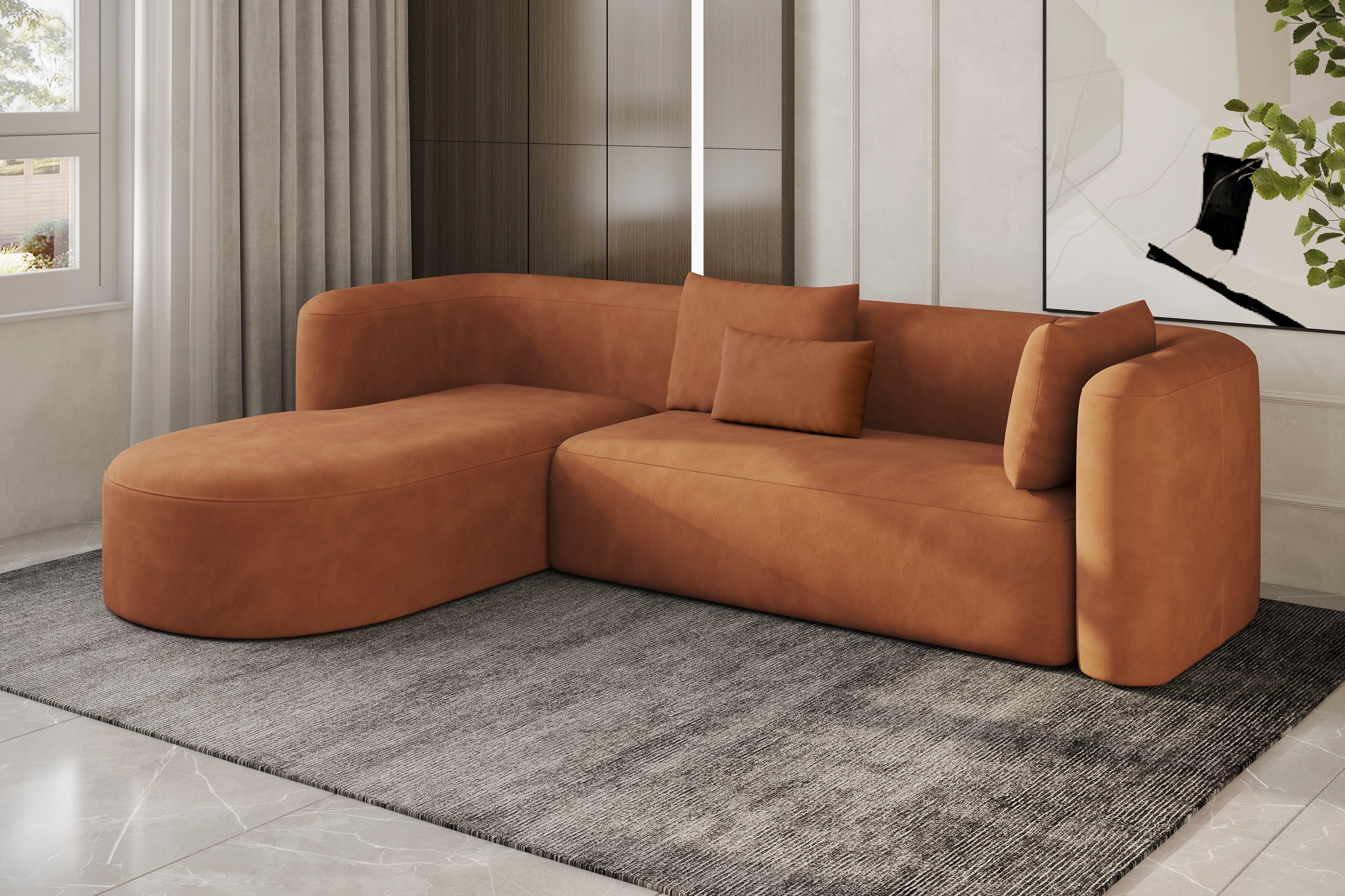 Jordyn Velvet Fabric Sectional Lounge - Image 28