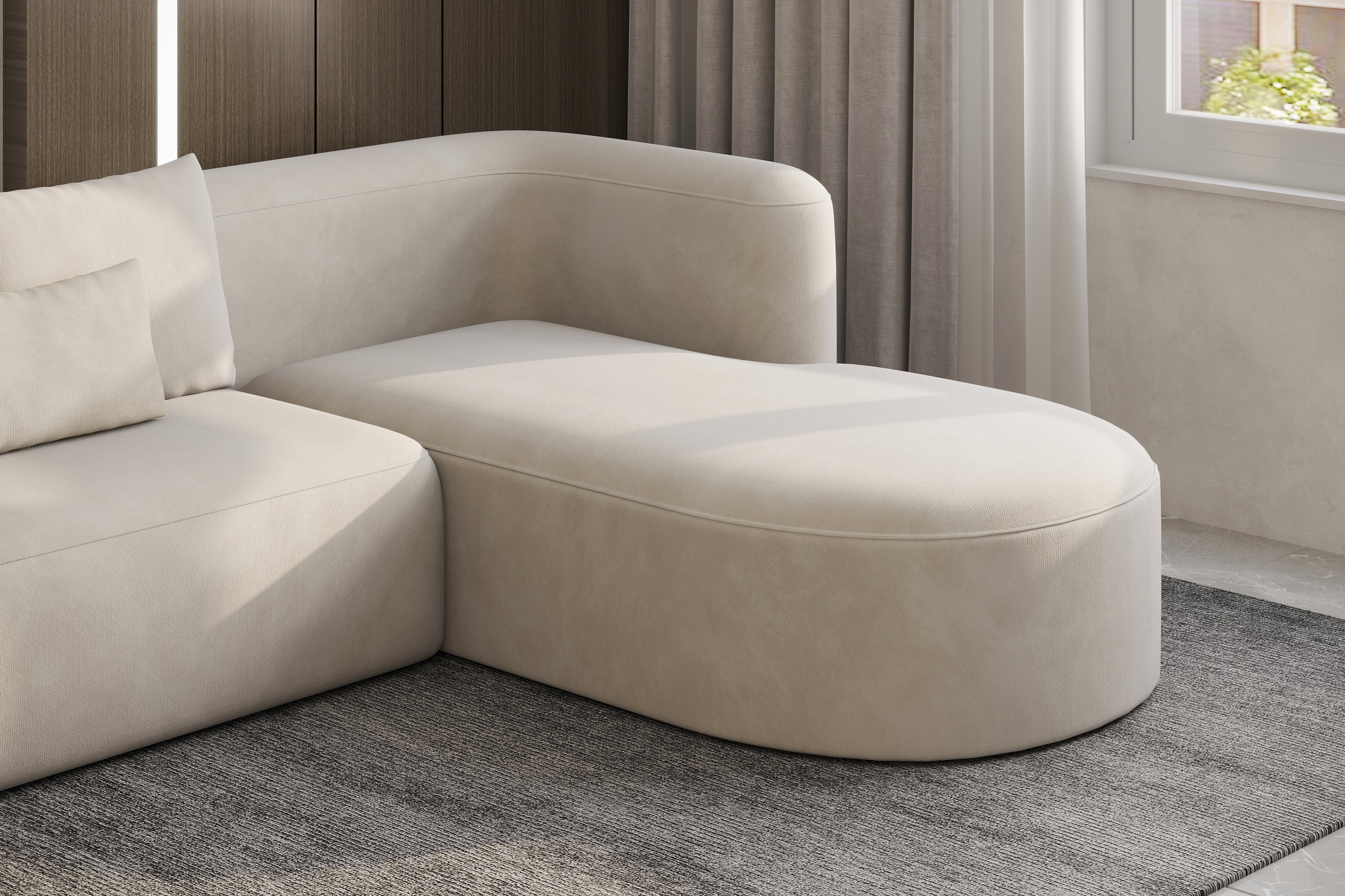 Jordyn Velvet Fabric Sectional Lounge - Image 4