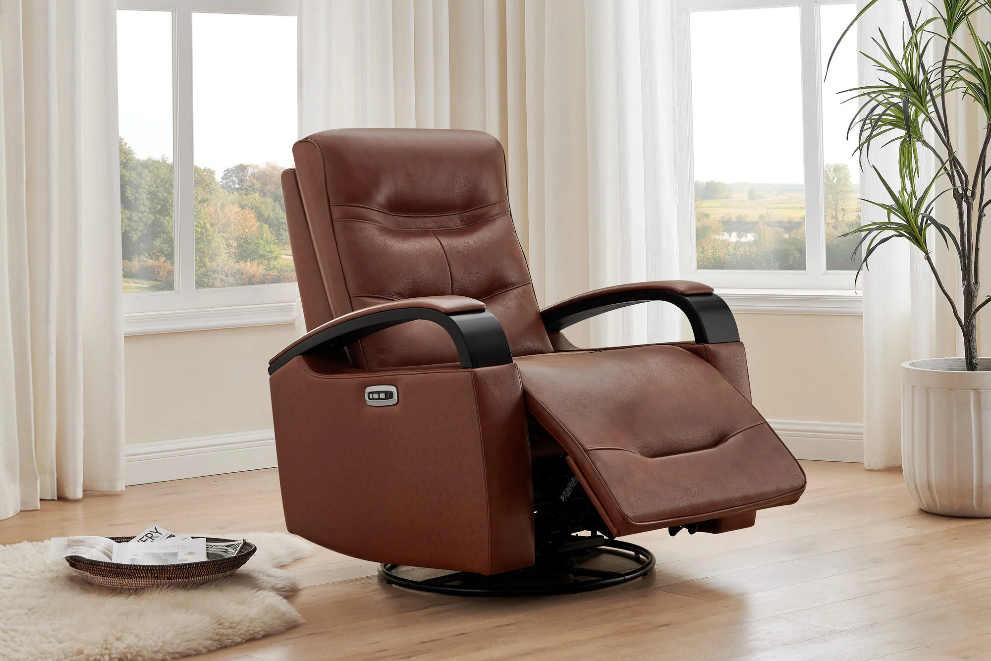 Laisha Leather Swivel Recliner Chair - Image 10