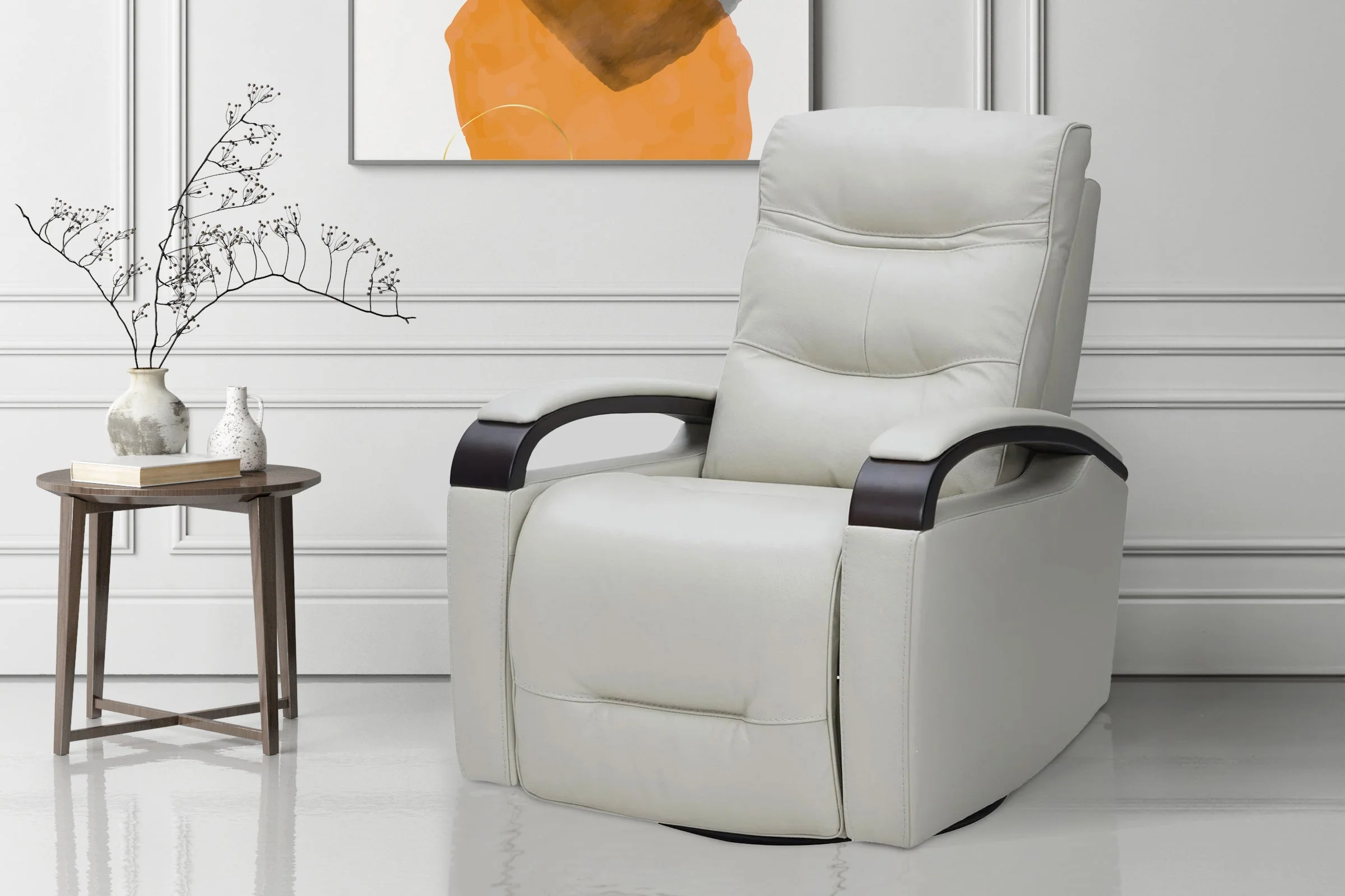 Laisha Leather Swivel Recliner Chair - Image 2