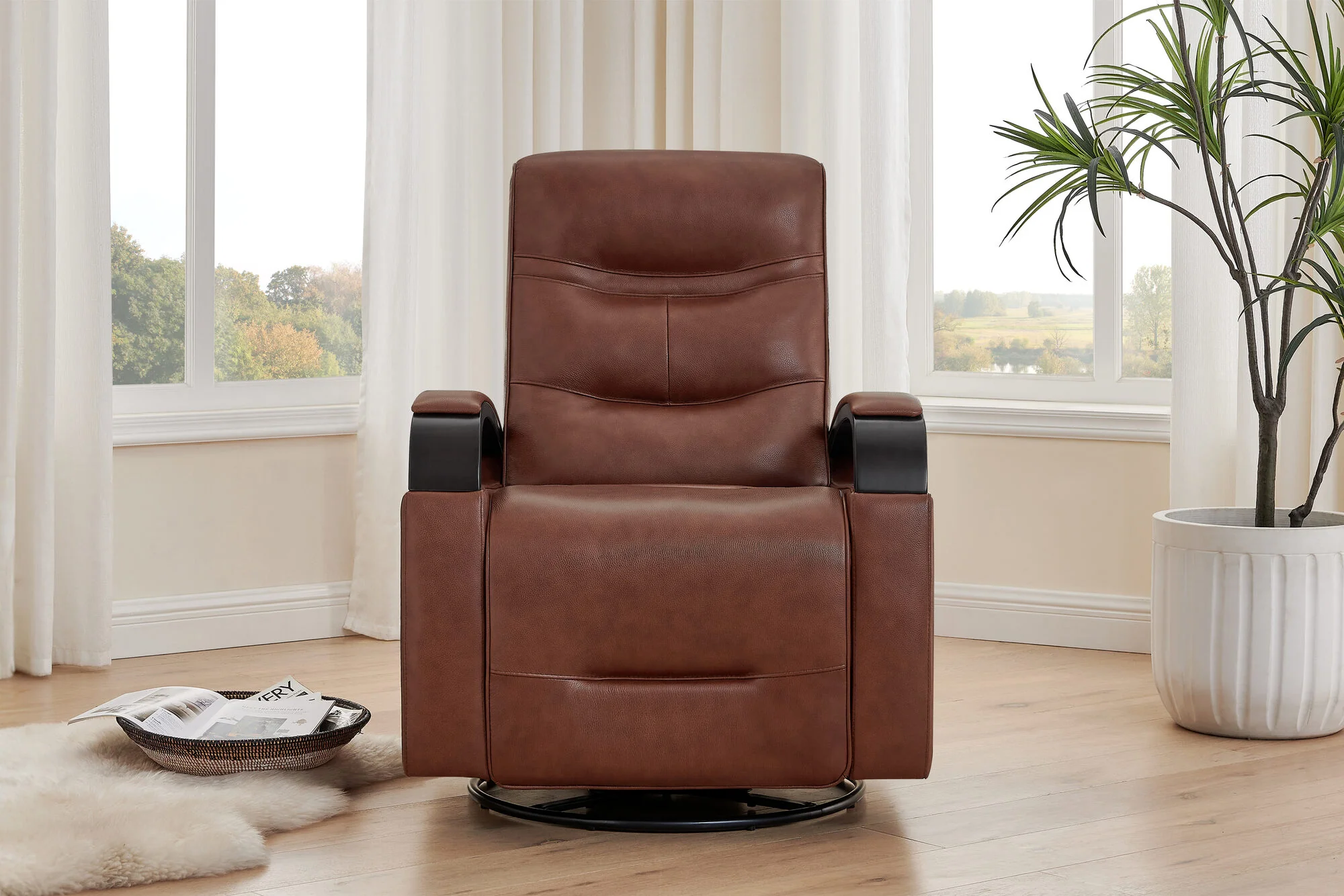 Laisha Leather Swivel Recliner Chair - Image 9