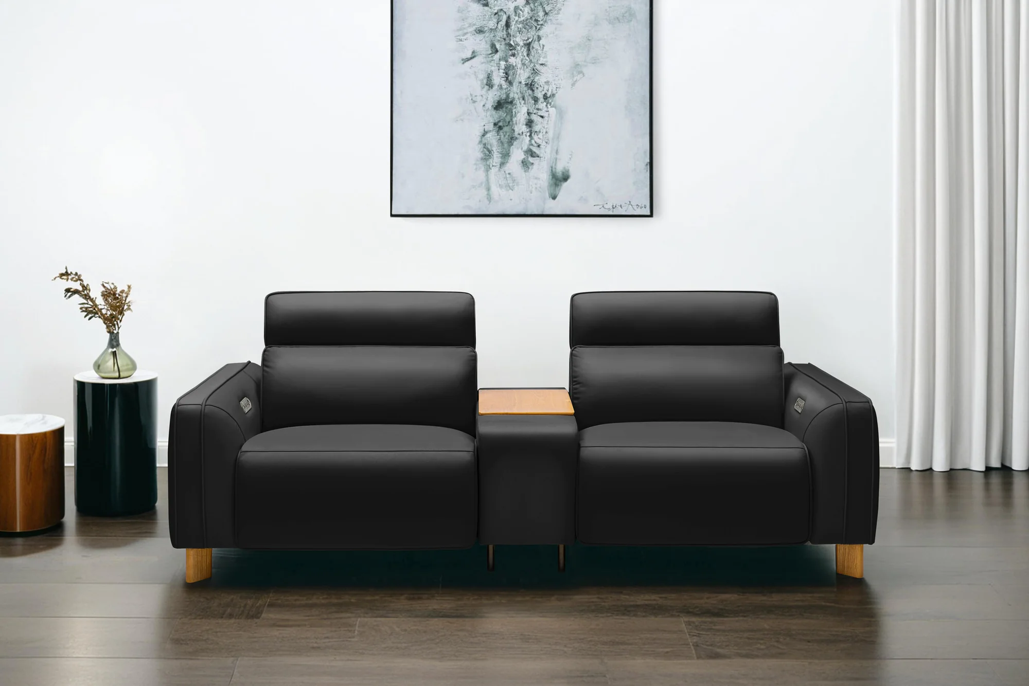 Lesley Leather Dual Recliner Lounge with Console - Image 20