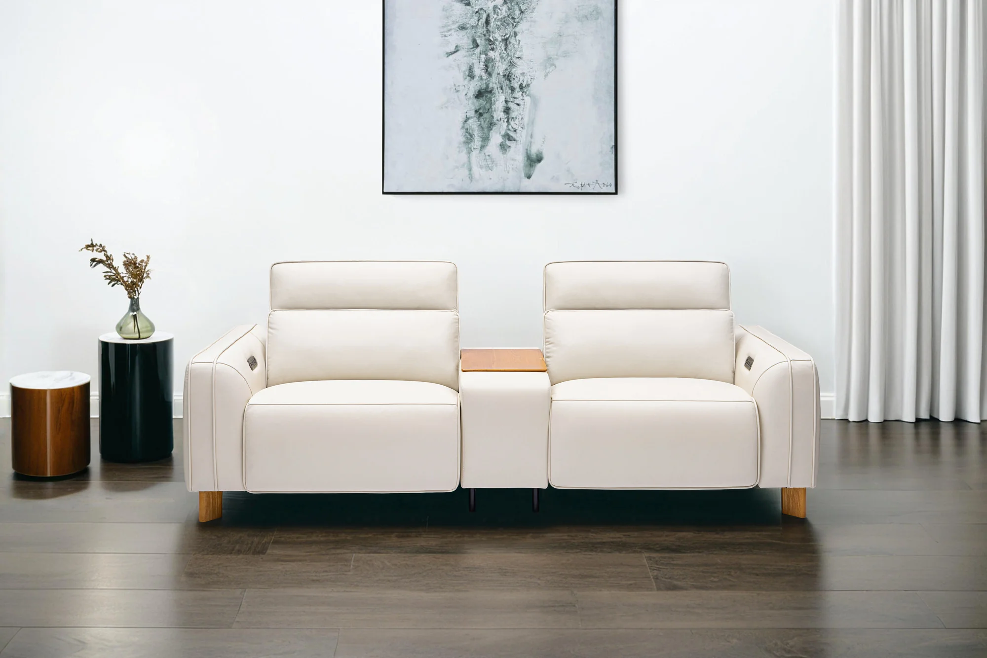 Lesley Leather Dual Recliner Lounge with Console - Image 4