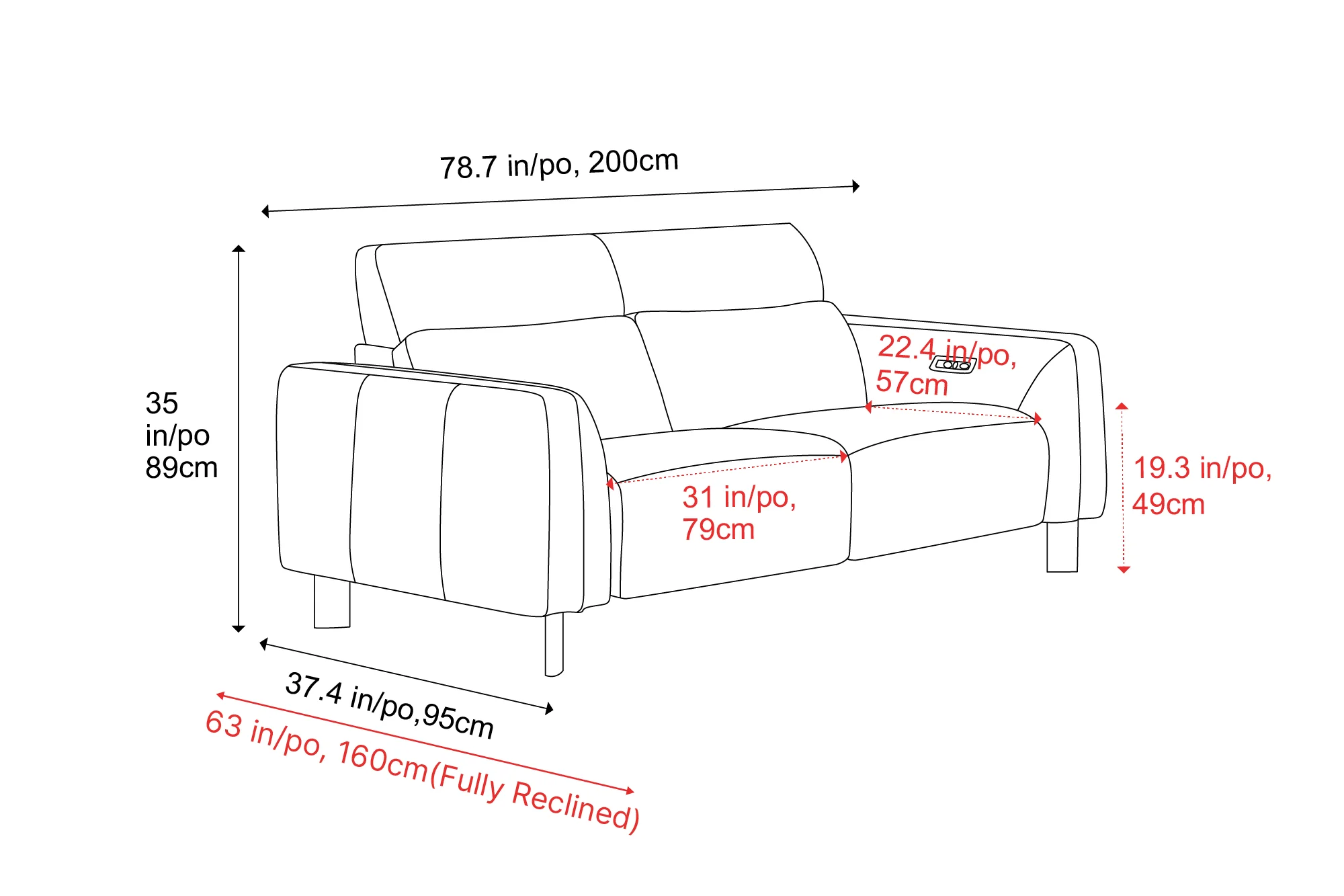 Lesley Leather Recliner Lounge - Image 15