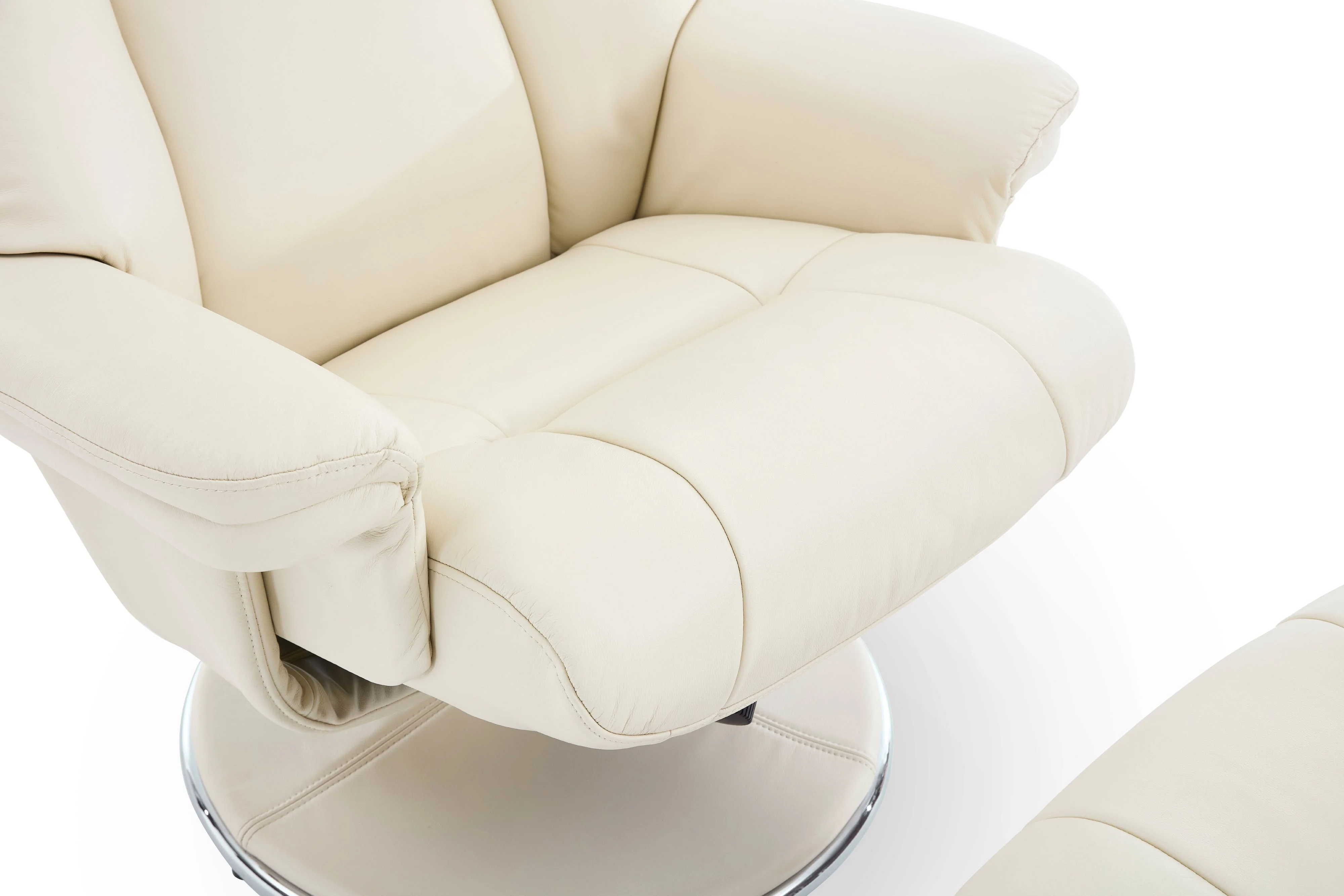 Lucinda Leather Swivel Recliner Chair with Ottoman - Image 10