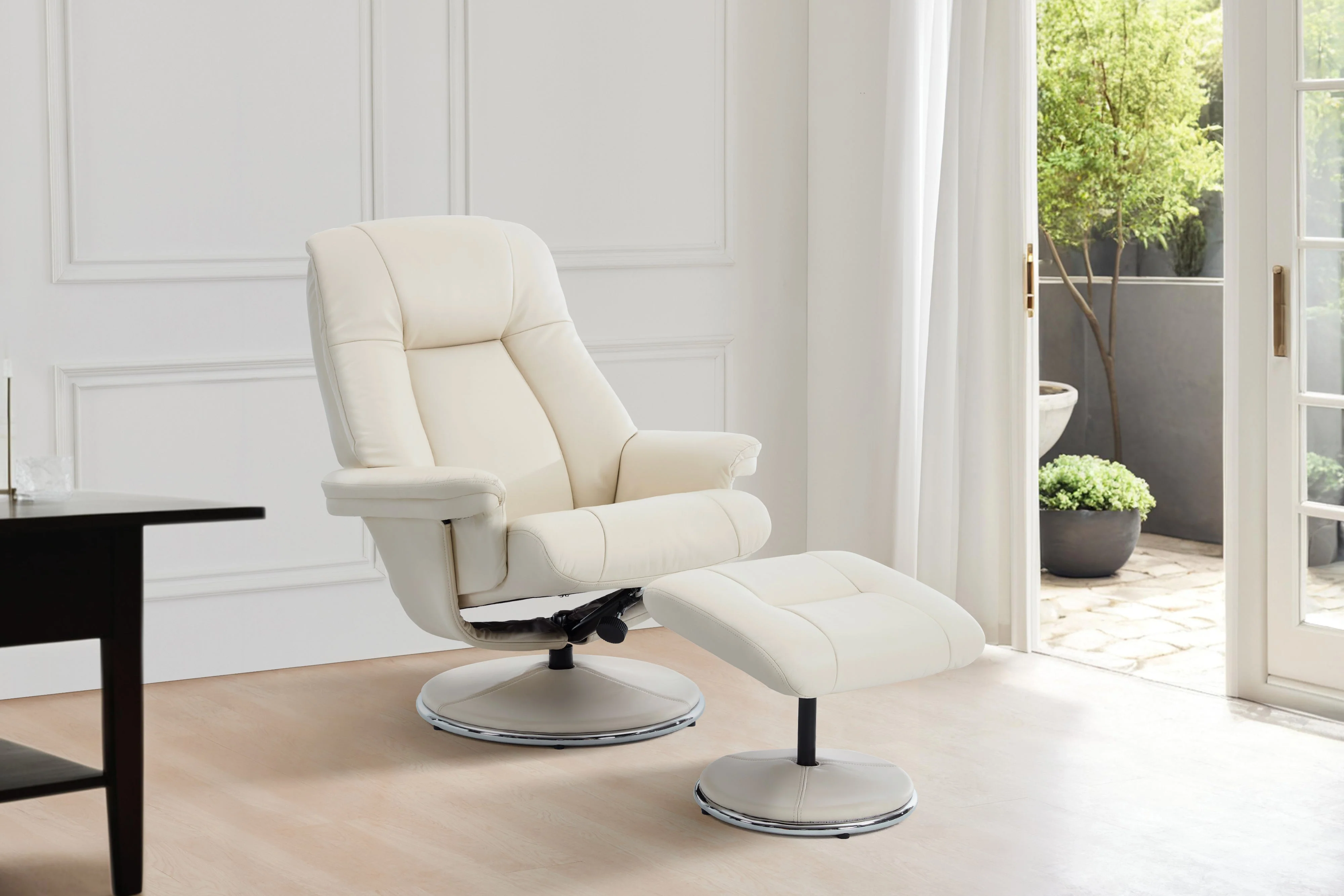 Lucinda Leather Swivel Recliner Chair with Ottoman - Image 2