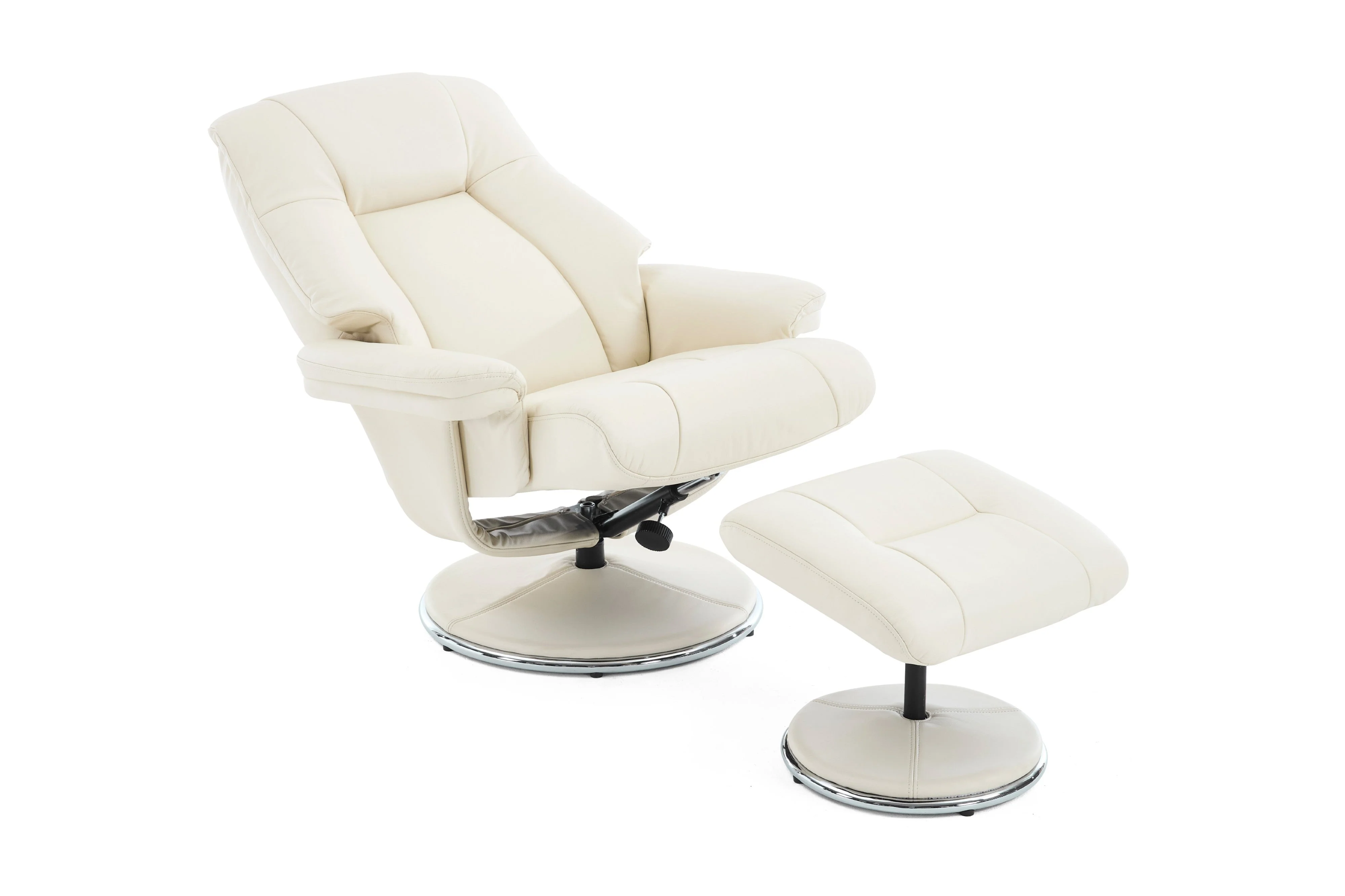 Lucinda Leather Swivel Recliner Chair with Ottoman - Image 6