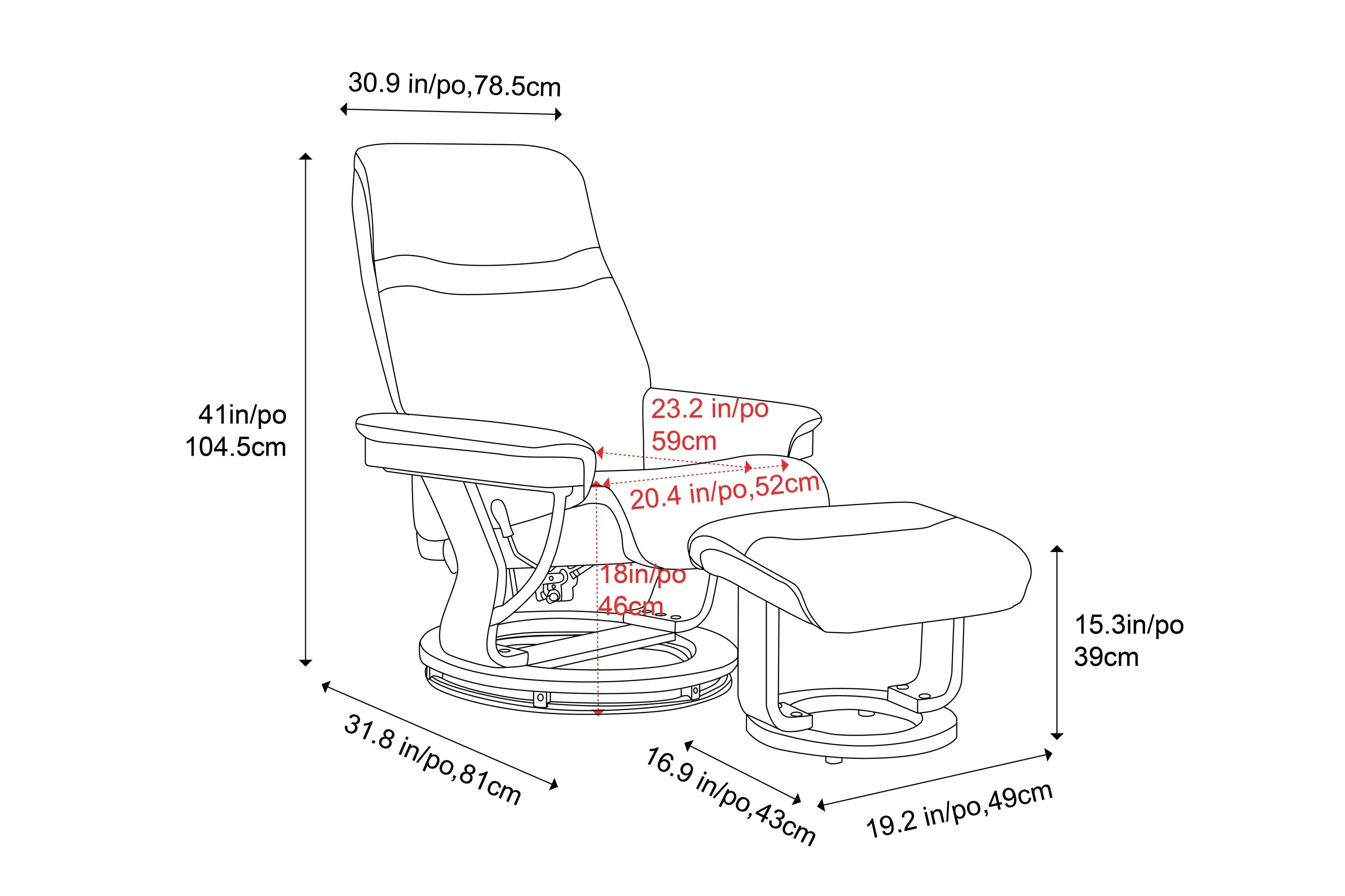 Massimo Leather Recliner with Ottoman - Image 3