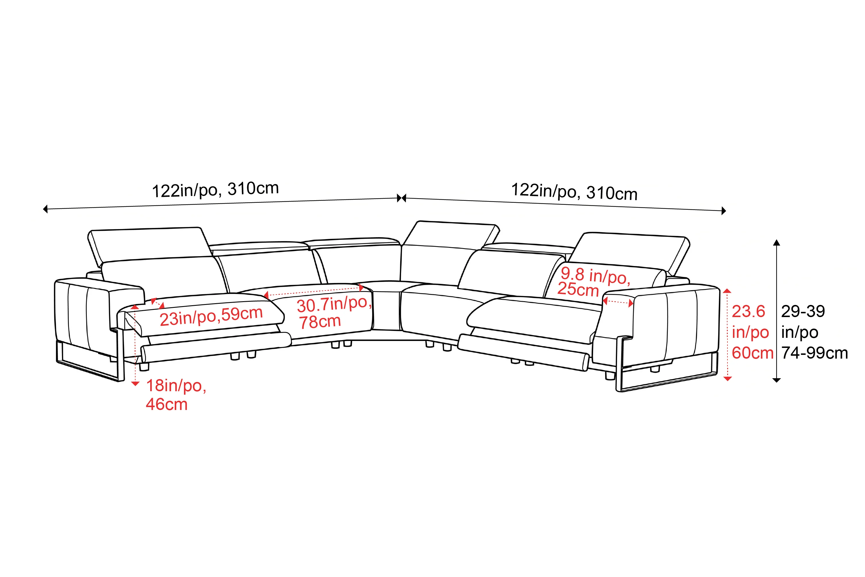 Melania Leather Reclining Corner Sectional Lounge - Image 3