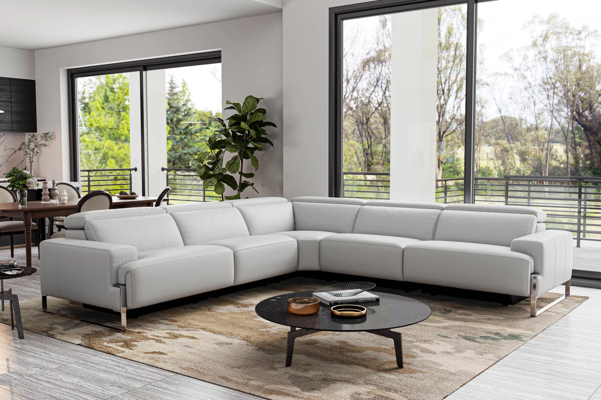 Melania Leather Reclining Corner Sectional Lounge - Image 4