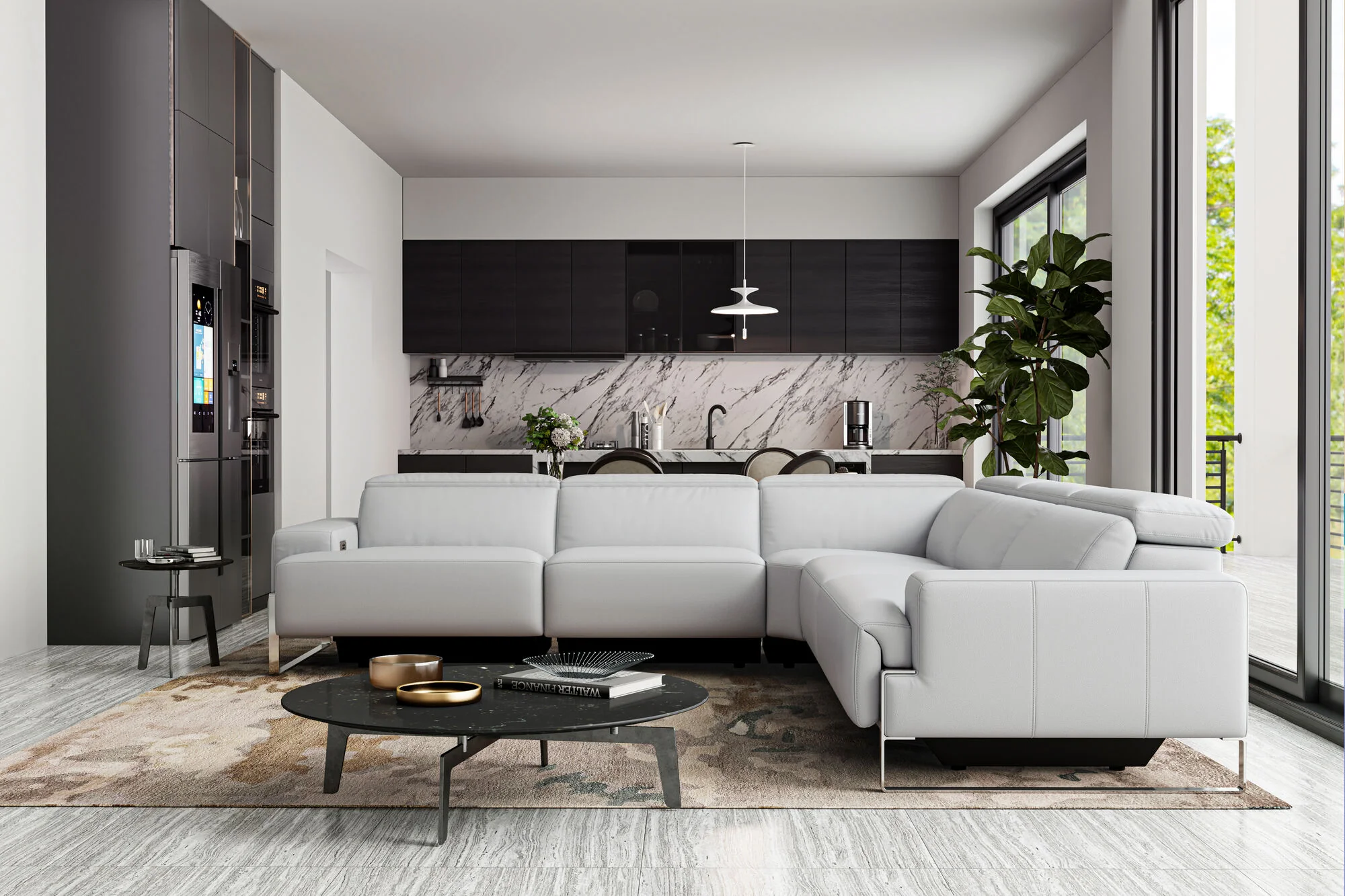 Melania Leather Reclining Corner Sectional Lounge - Image 5