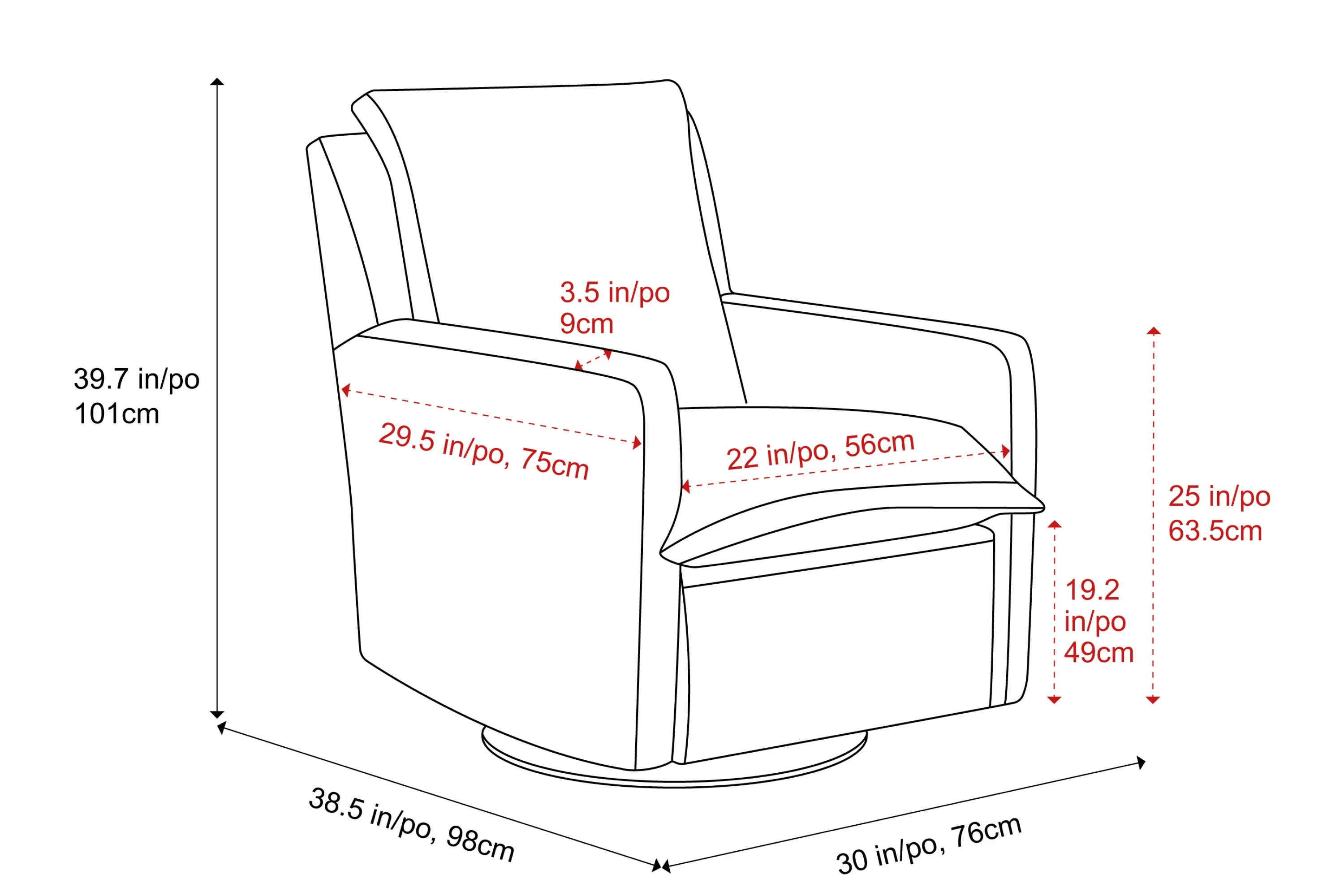 Milo Sheepskin-Finish Fabric Swivel Recliner Chair - Image 3