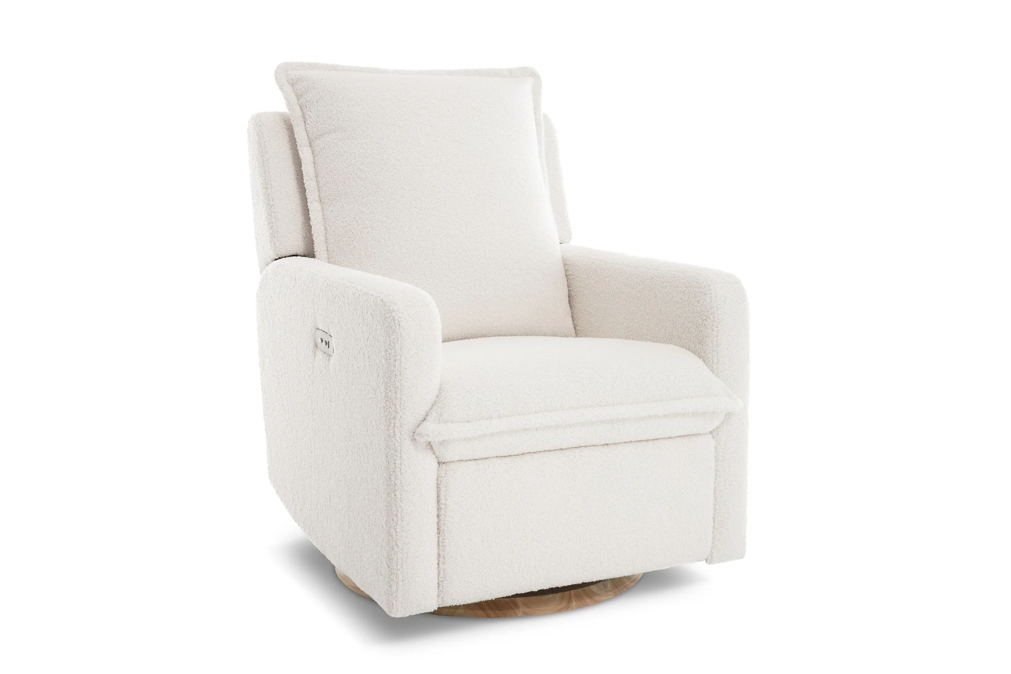 Milo Sheepskin-Finish Fabric Swivel Recliner Chair - Image 6