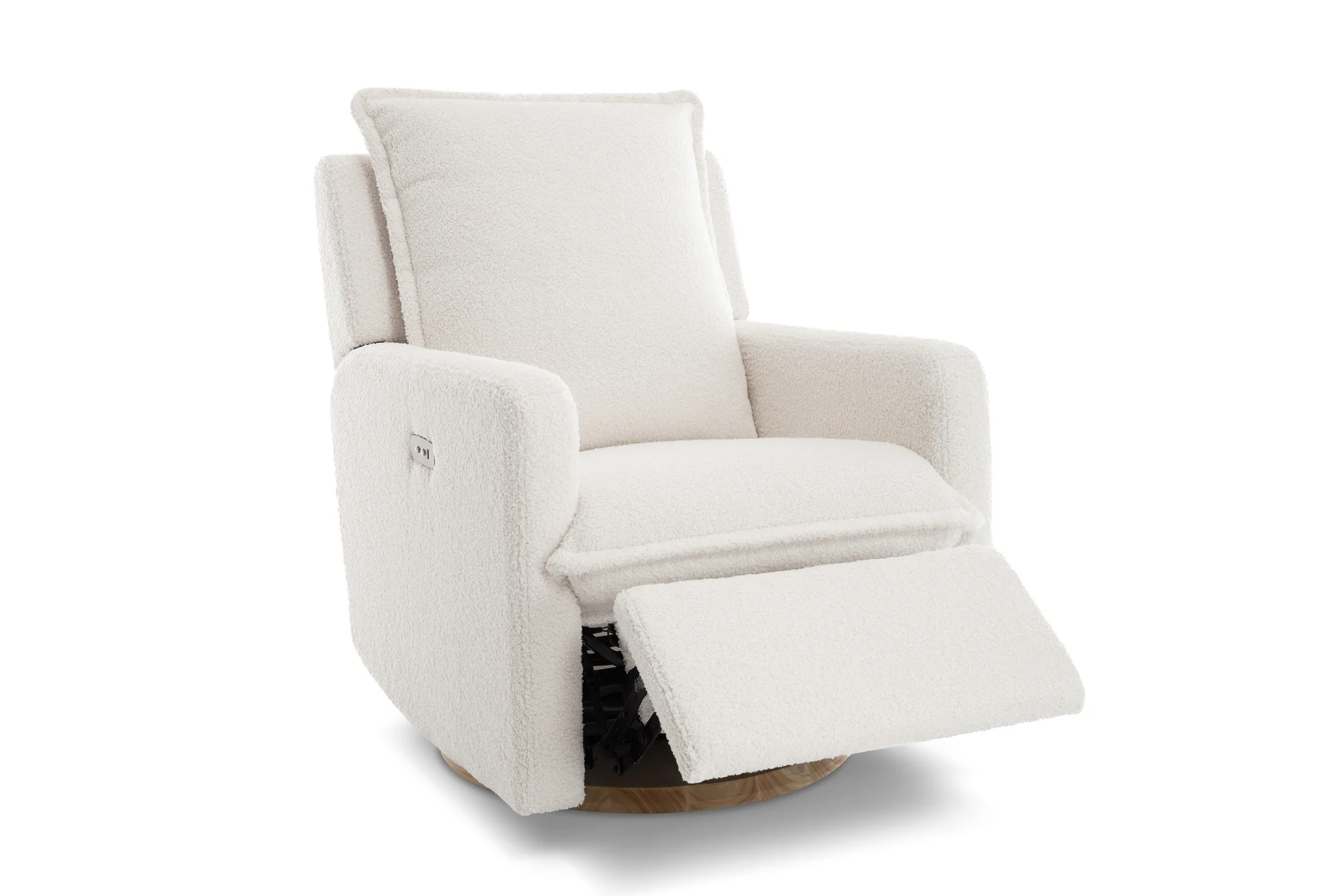 Milo Sheepskin-Finish Fabric Swivel Recliner Chair - Image 7
