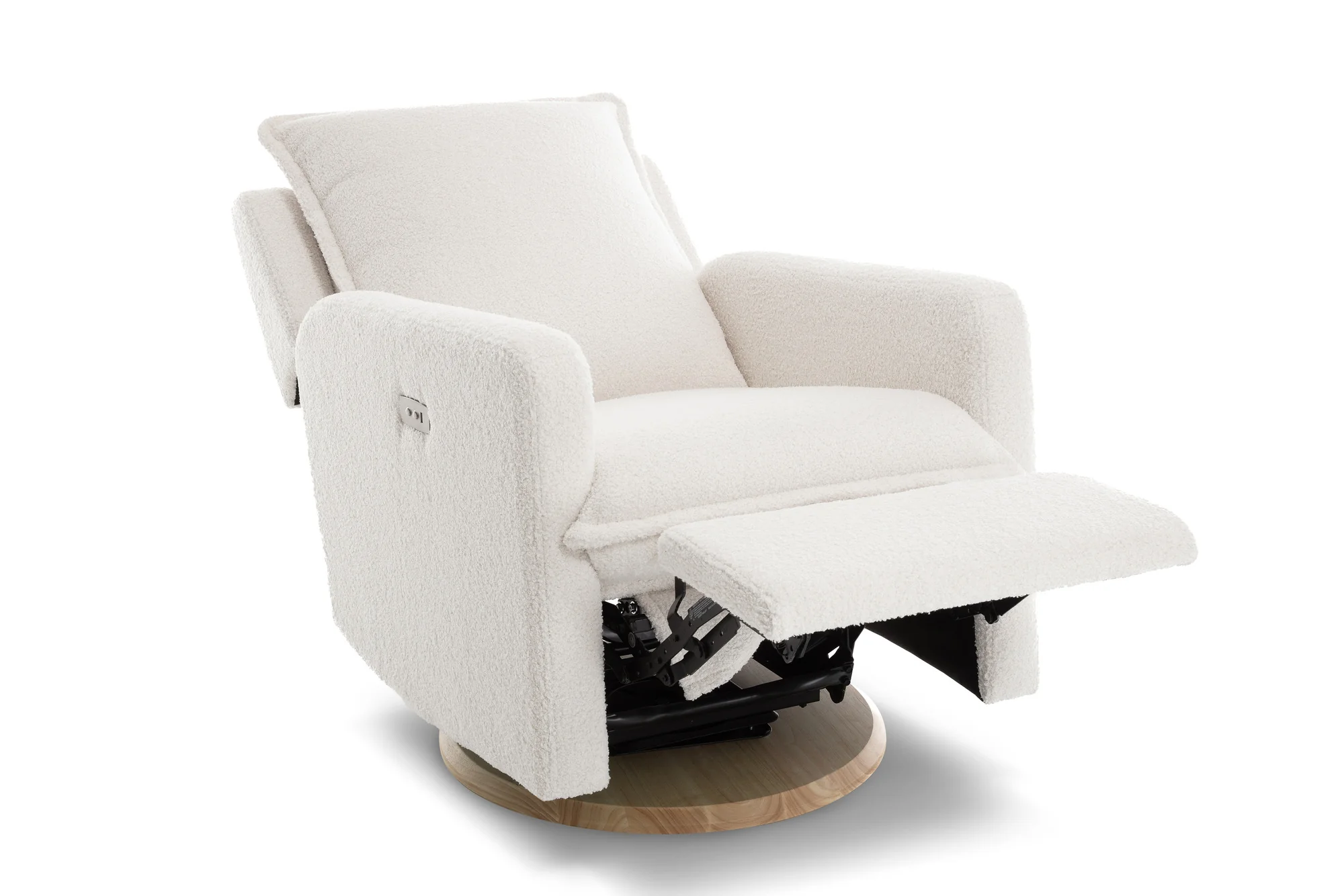 Milo Sheepskin-Finish Fabric Swivel Recliner Chair - Image 8