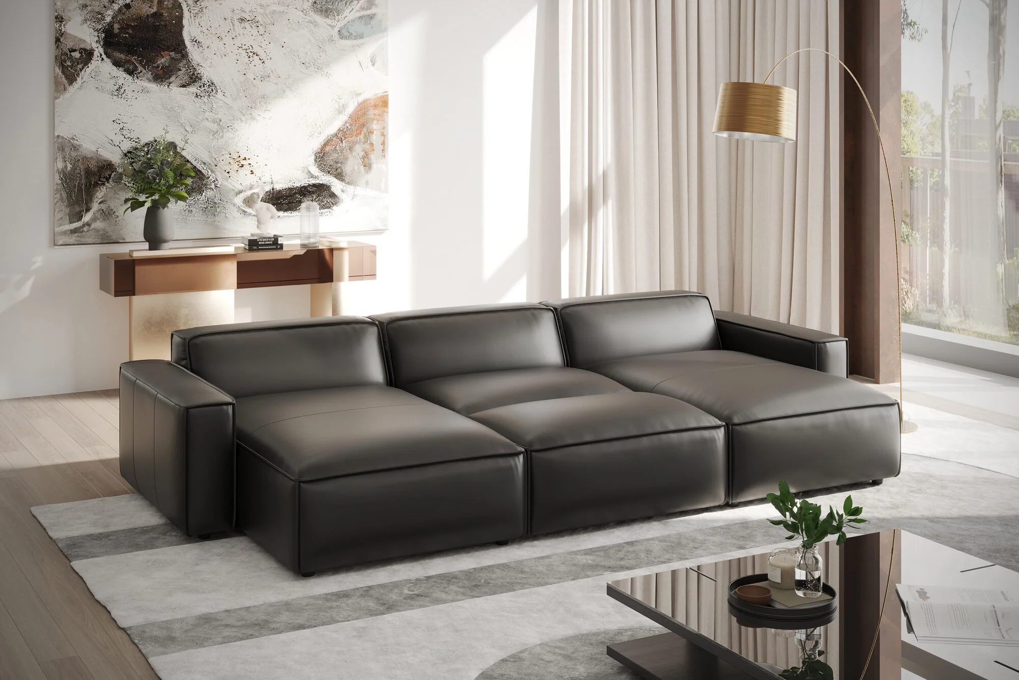 Nathan Leather Modular Bed Sectional Lounge - Image 6