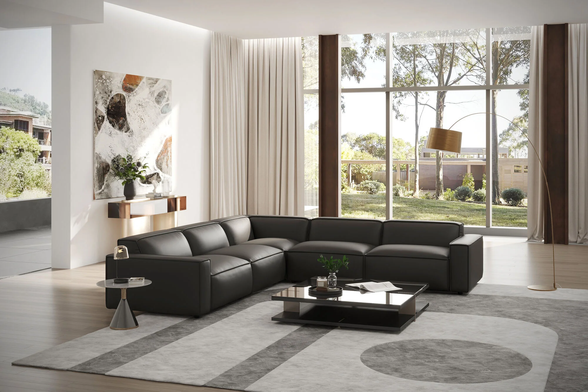 Nathan Leather Modular Corner Sectional Lounge - Image 14