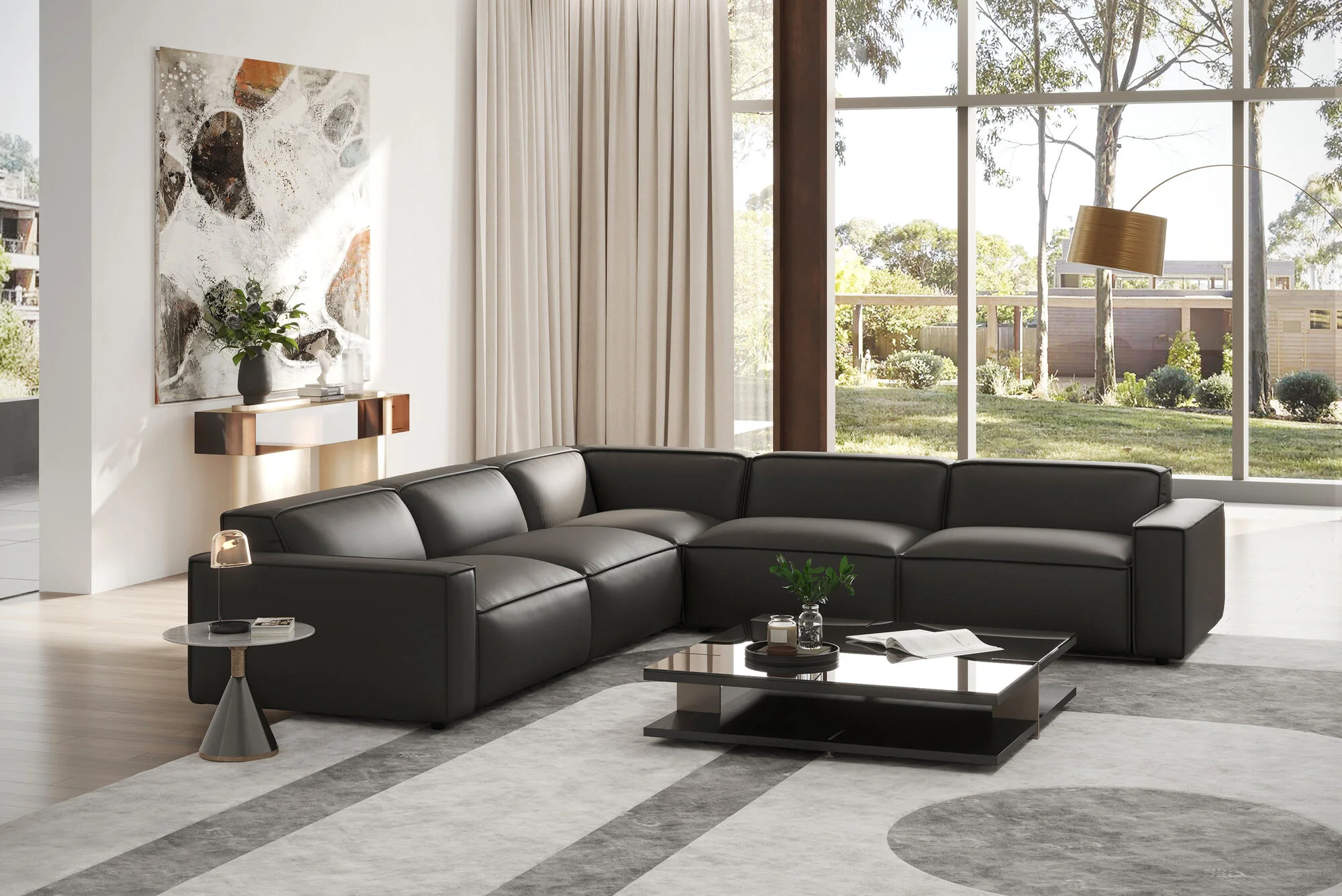 Nathan Leather Modular Corner Sectional Lounge - Image 9