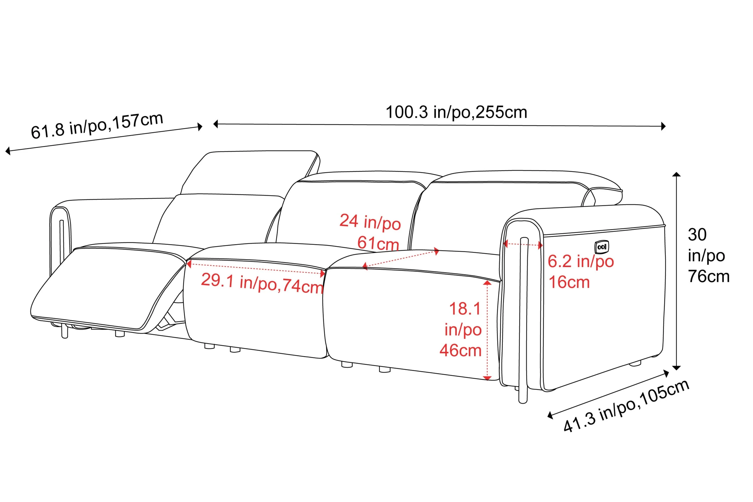 Octavia Fabric Dual Reclining Cloud Lounge - Image 3