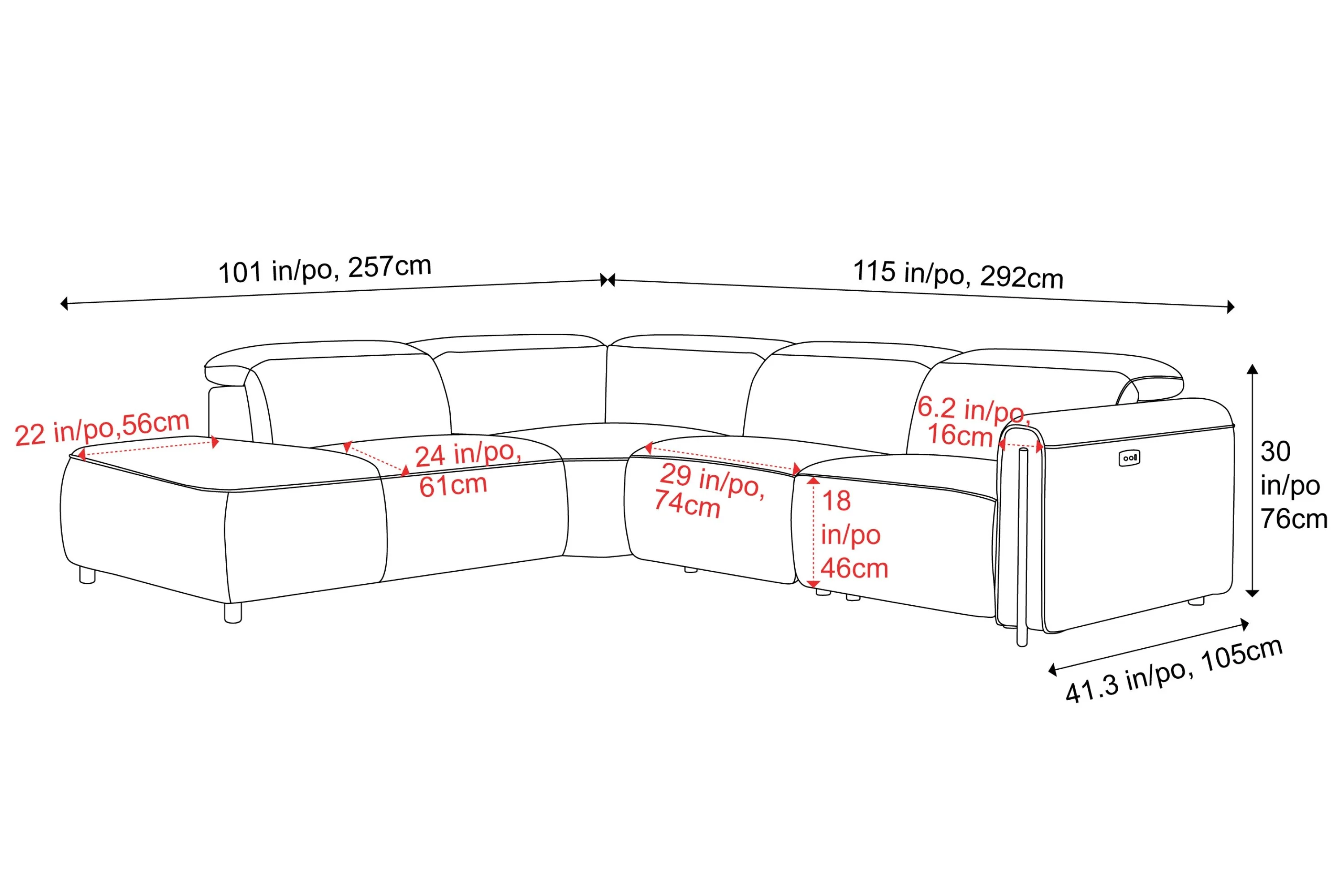 Octavia Fabric Reclining Corner Sectional Cloud Lounge - Image 25
