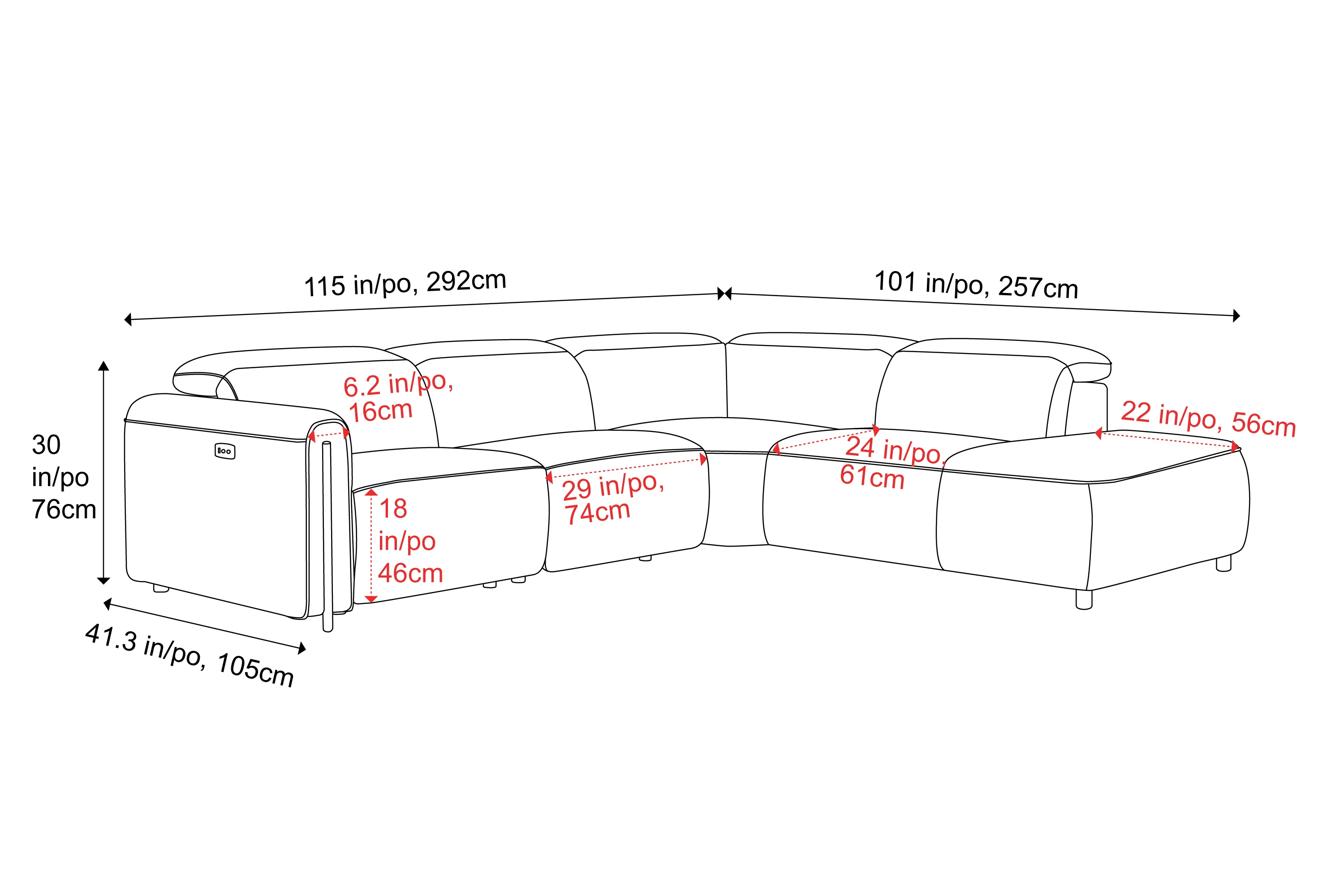 Octavia Fabric Reclining Corner Sectional Cloud Lounge - Image 58