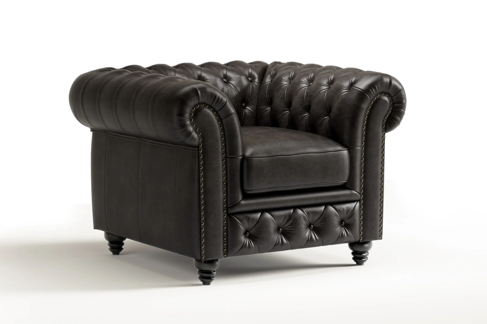 Parma Leather Chesterfield Accent Chair - Image 11