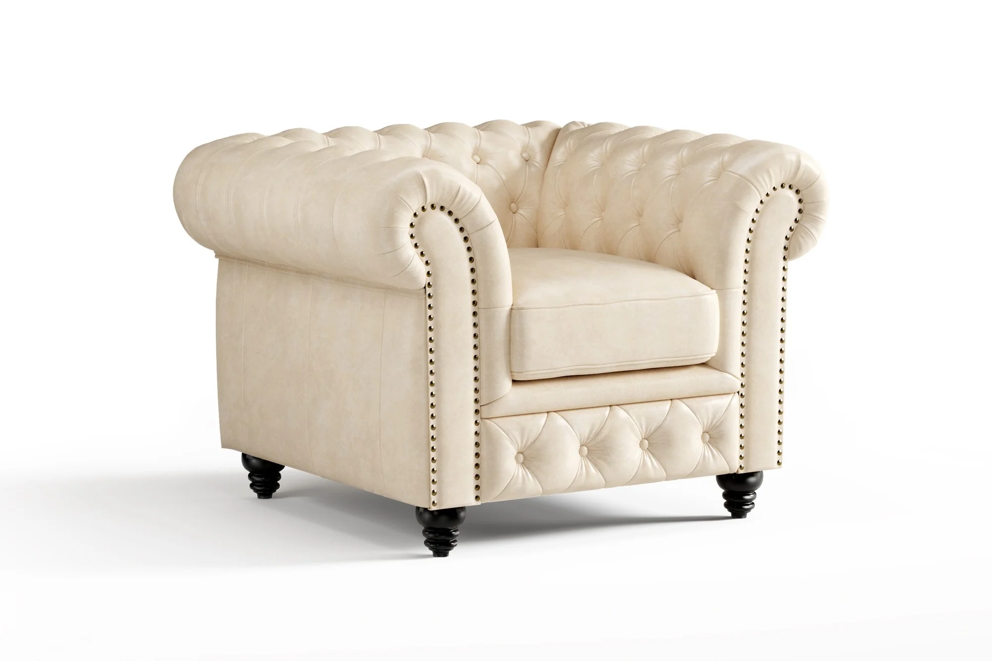 Parma Leather Chesterfield Accent Chair - Image 17
