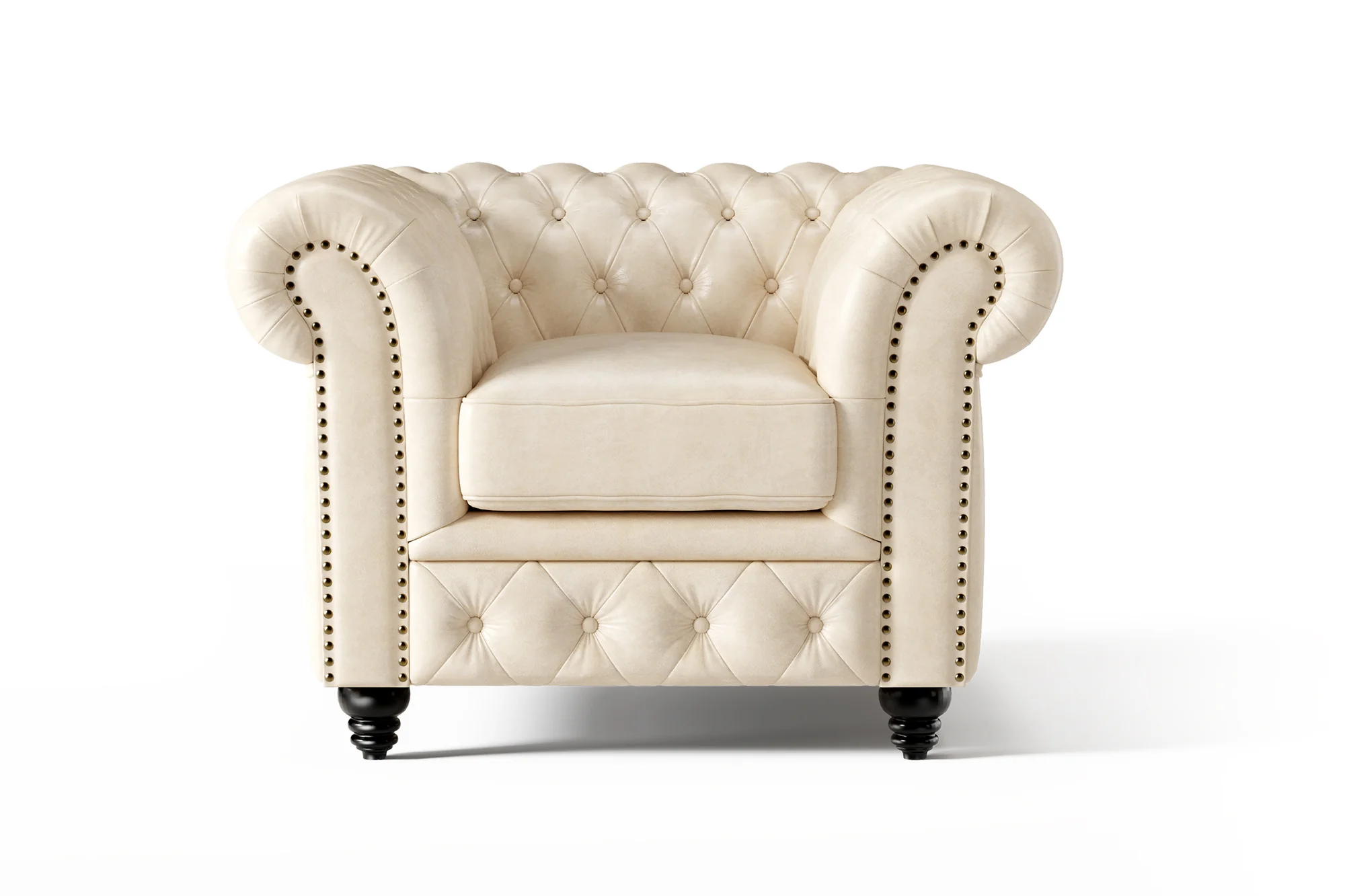 Parma Leather Chesterfield Accent Chair - Image 21