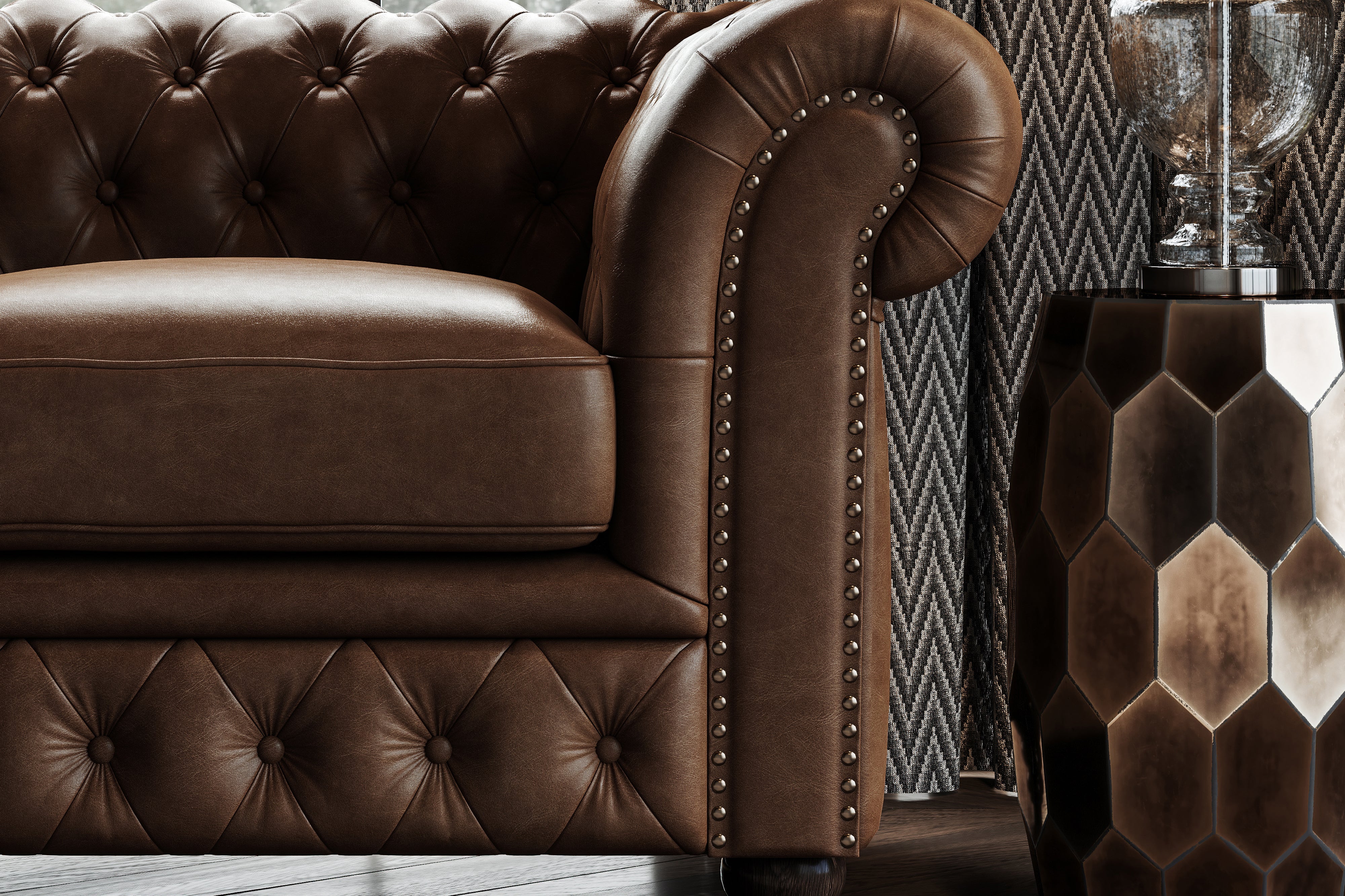 Parma Leather Chesterfield Accent Chair - Image 5