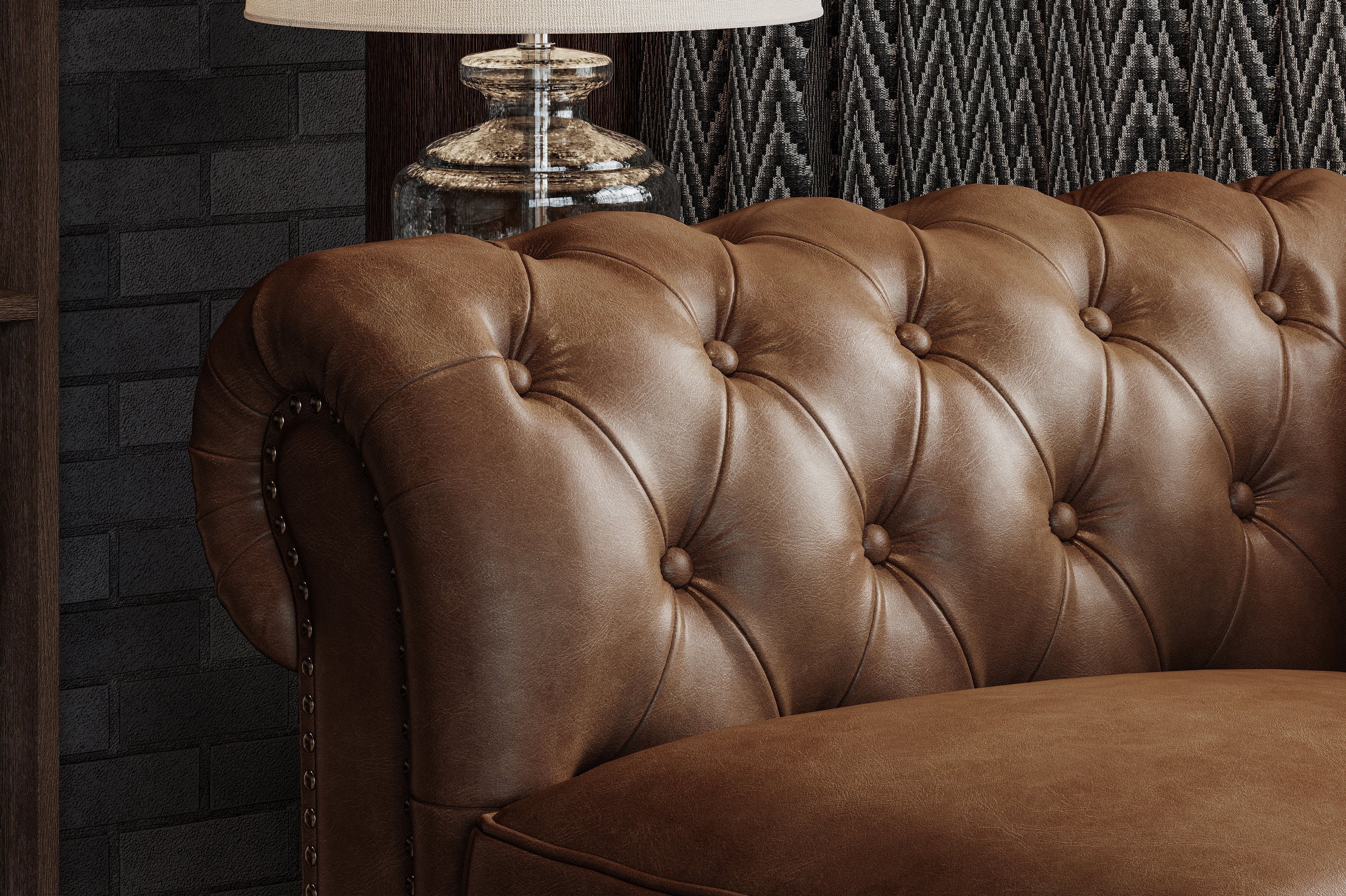 Parma Leather Chesterfield Accent Chair - Image 6