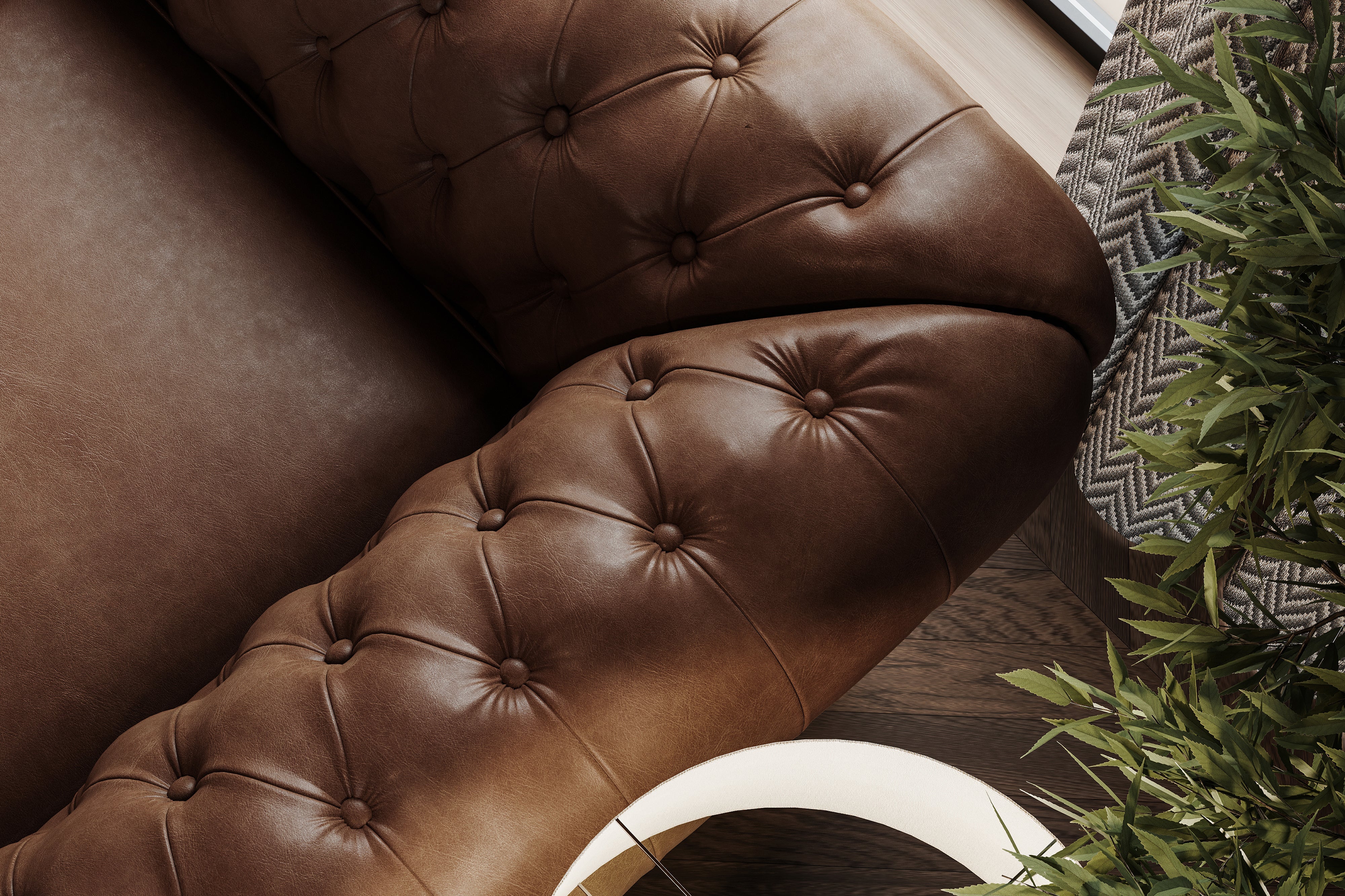 Parma Leather Chesterfield Accent Chair - Image 7