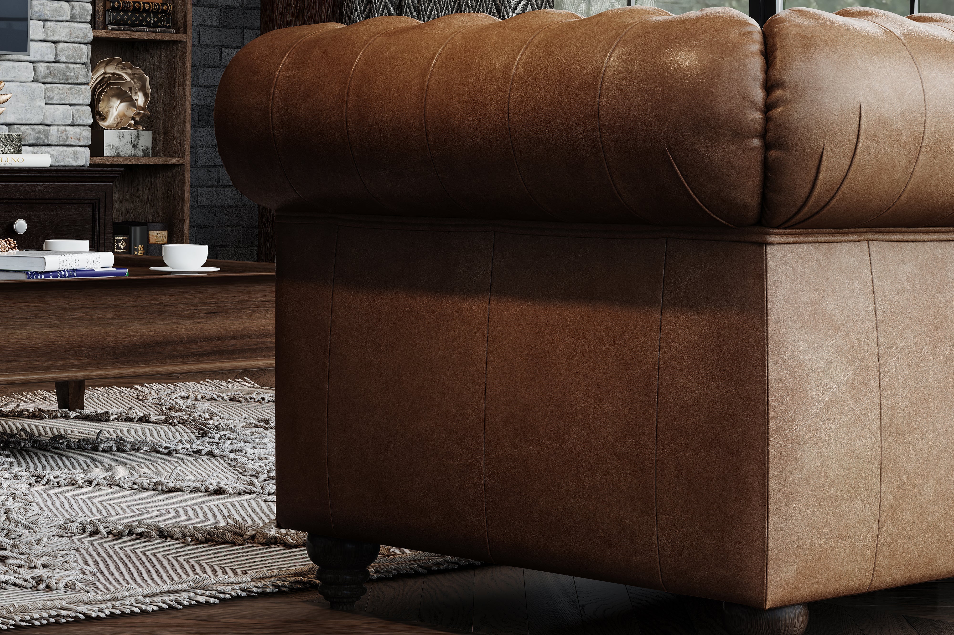 Parma Leather Chesterfield Accent Chair - Image 8
