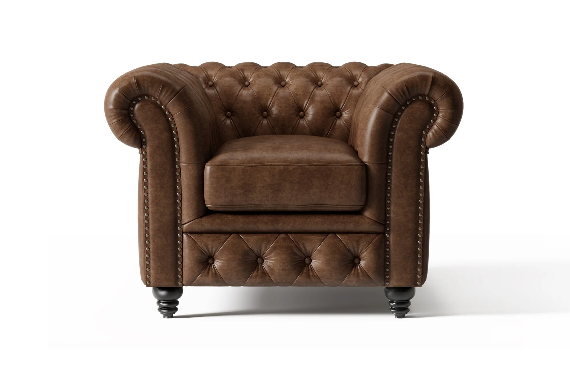 Parma Leather Chesterfield Accent Chair - Image 9