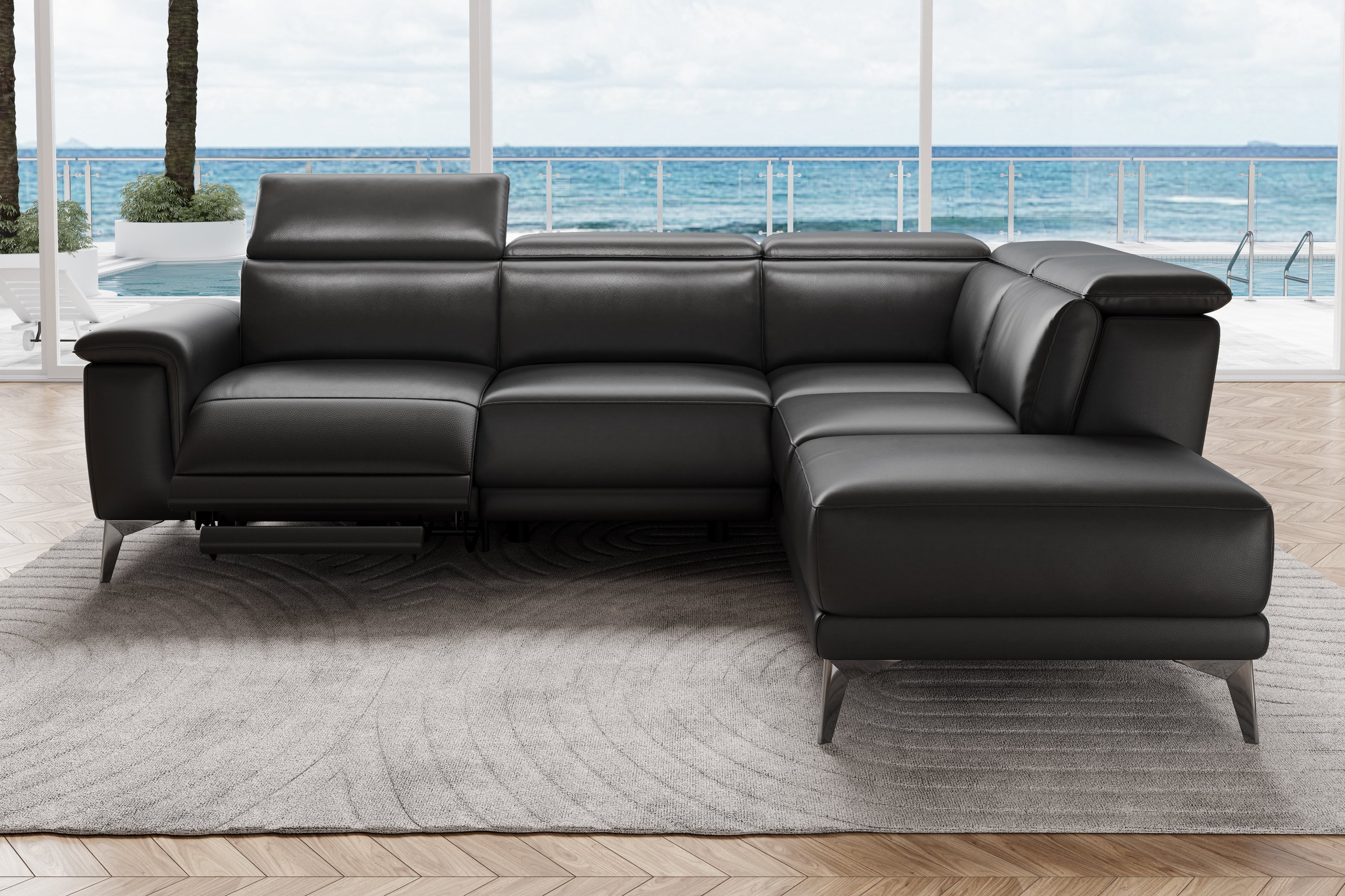 Pista Leather Reclining Sectional Lounge - Image 101