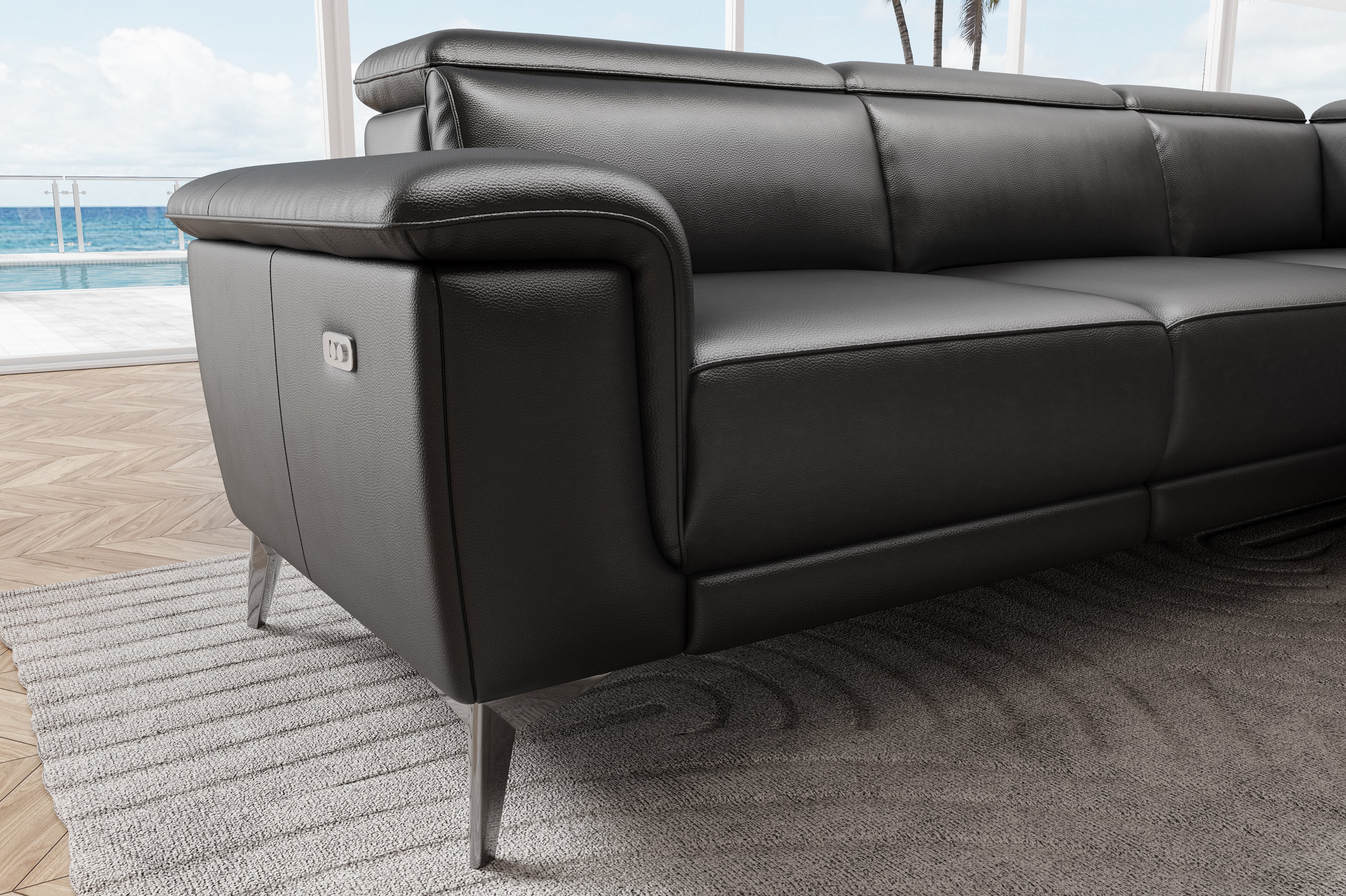 Pista Leather Reclining Sectional Lounge - Image 102
