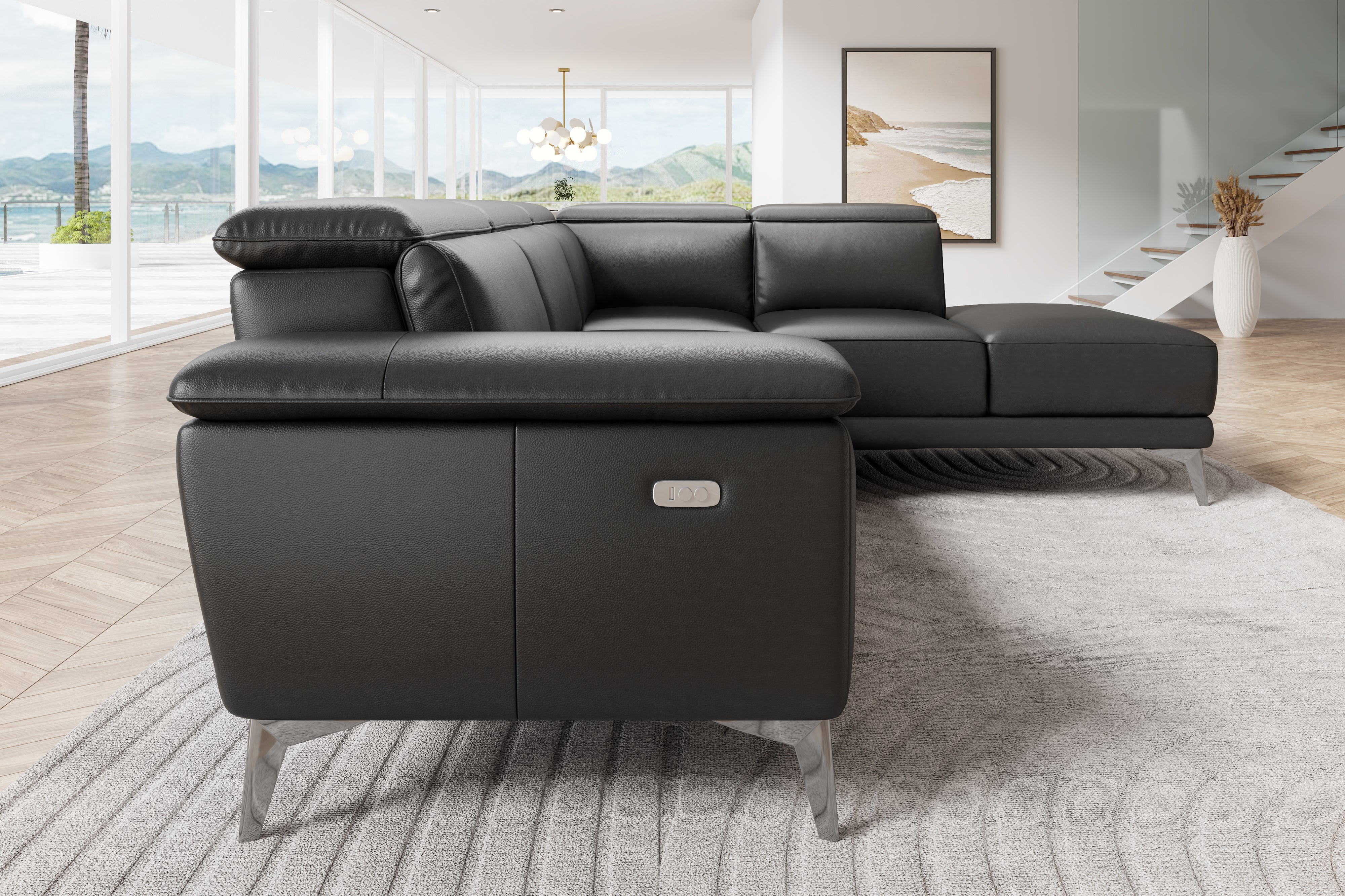 Pista Leather Reclining Sectional Lounge - Image 103