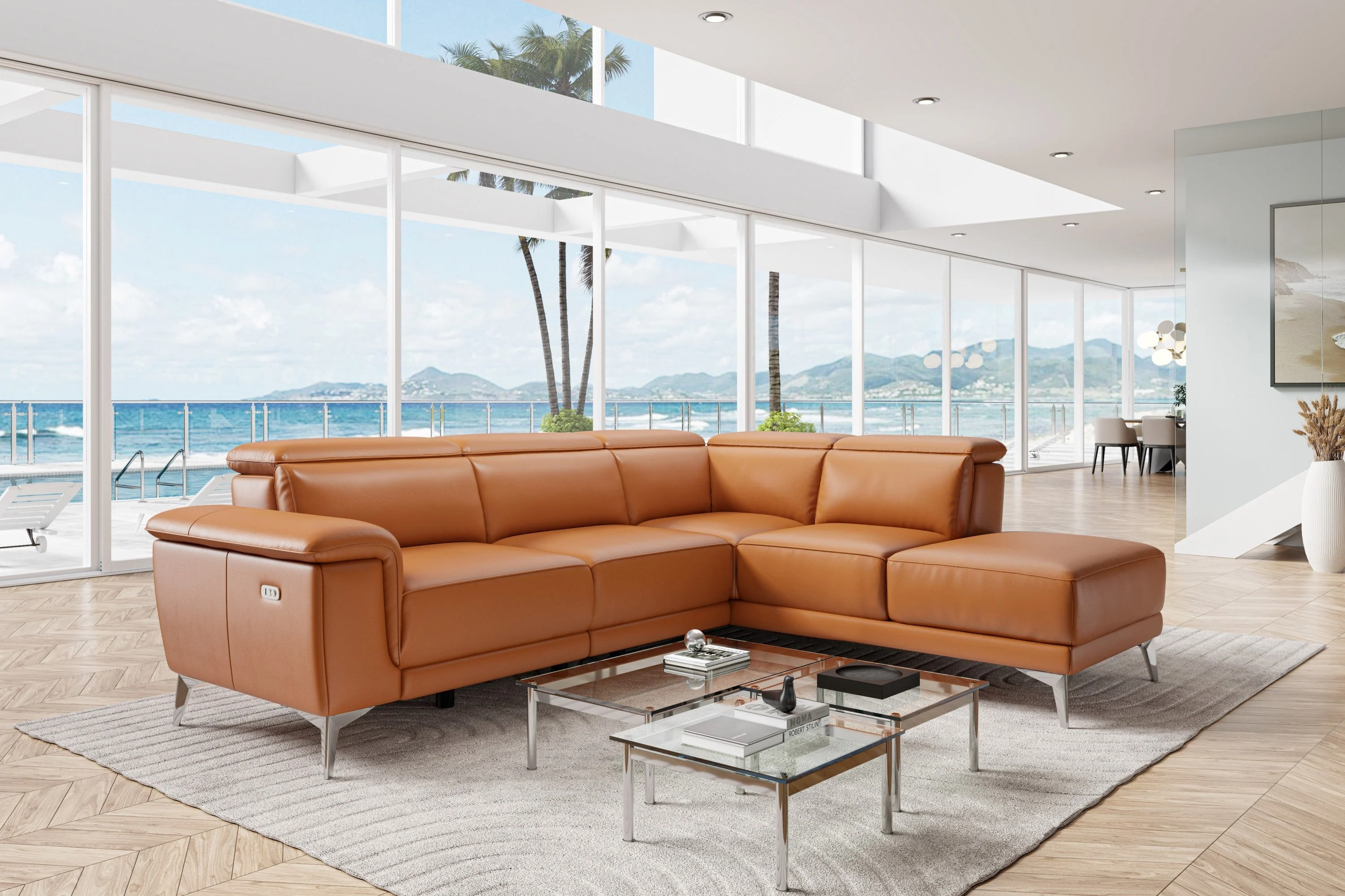 Pista Leather Reclining Sectional Lounge - Image 13