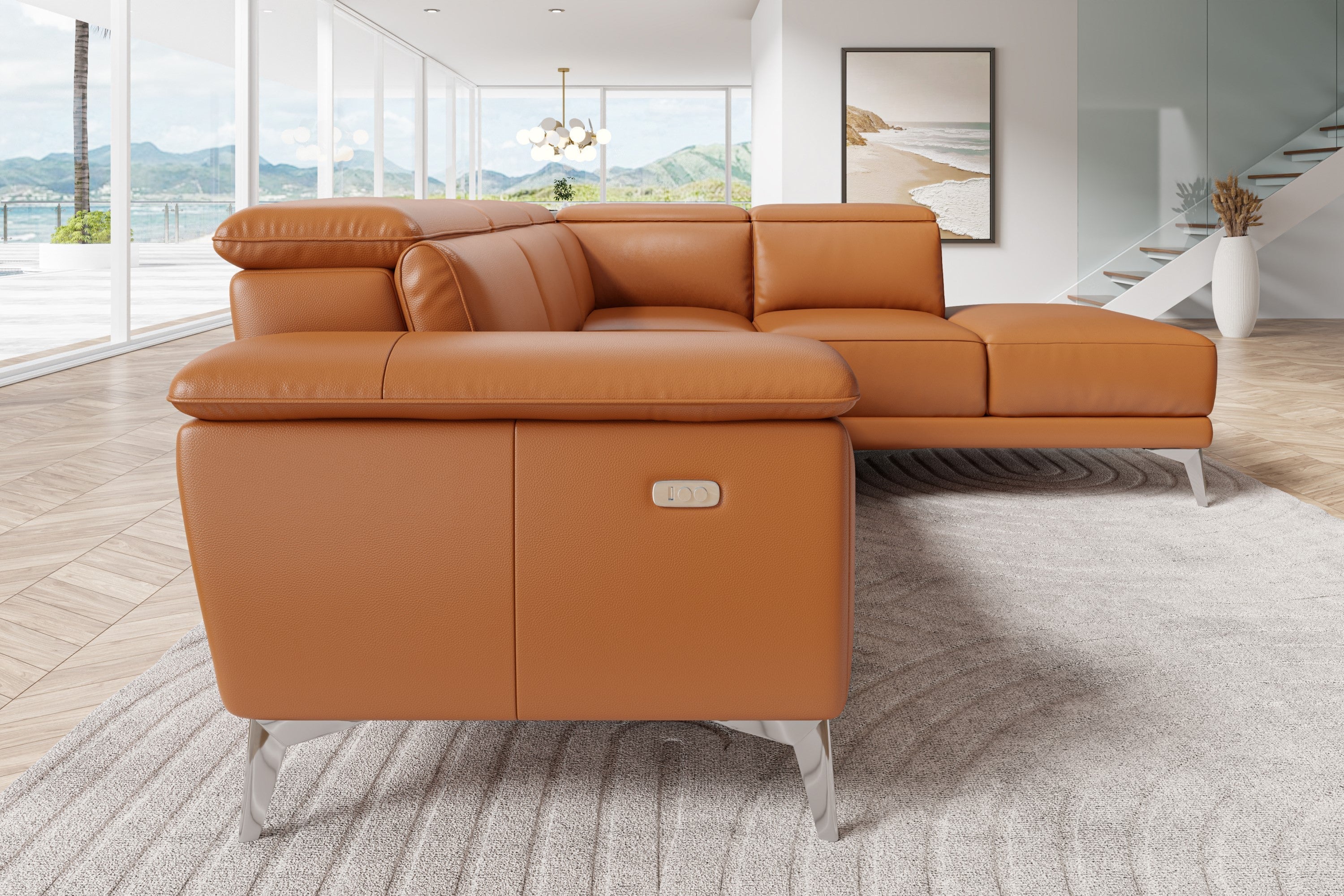 Pista Leather Reclining Sectional Lounge - Image 15