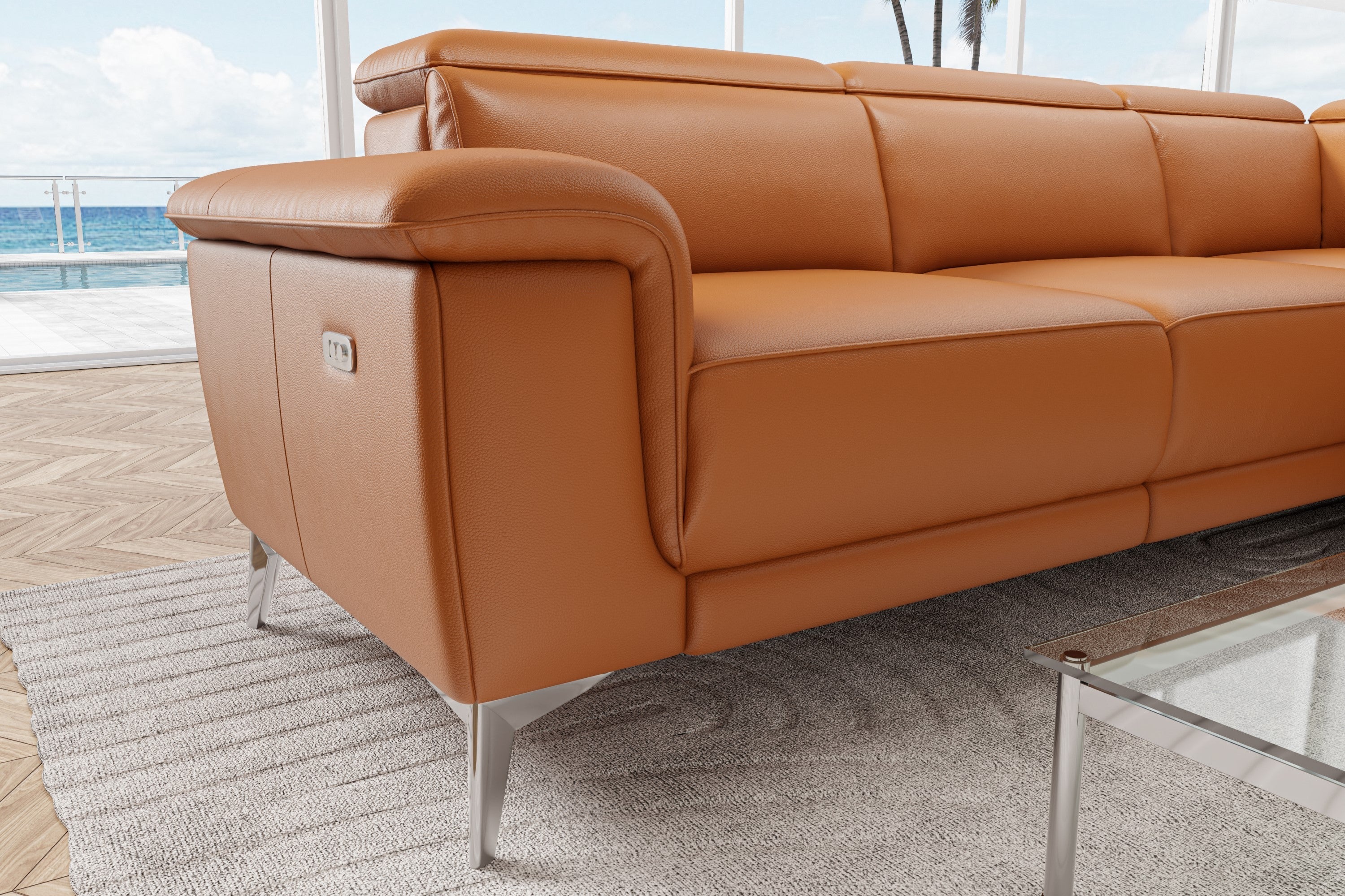 Pista Leather Reclining Sectional Lounge - Image 16