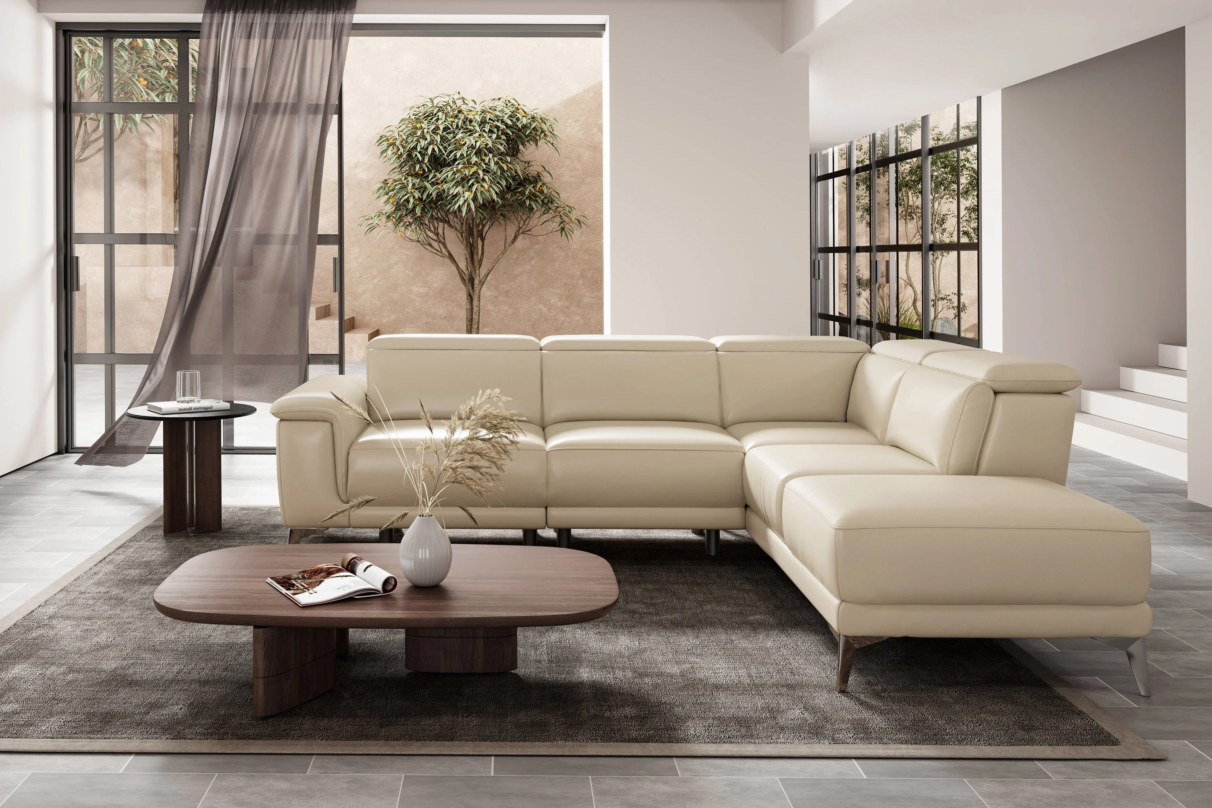 Pista Leather Reclining Sectional Lounge - Image 38