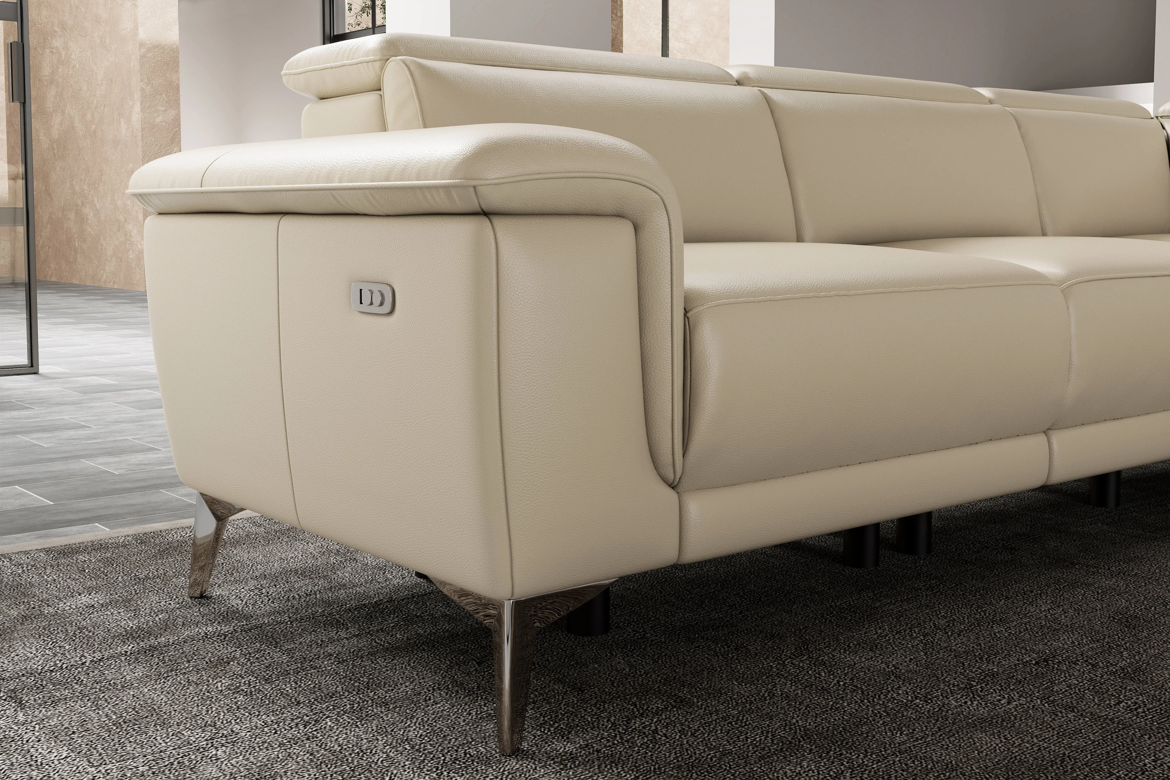 Pista Leather Reclining Sectional Lounge - Image 43