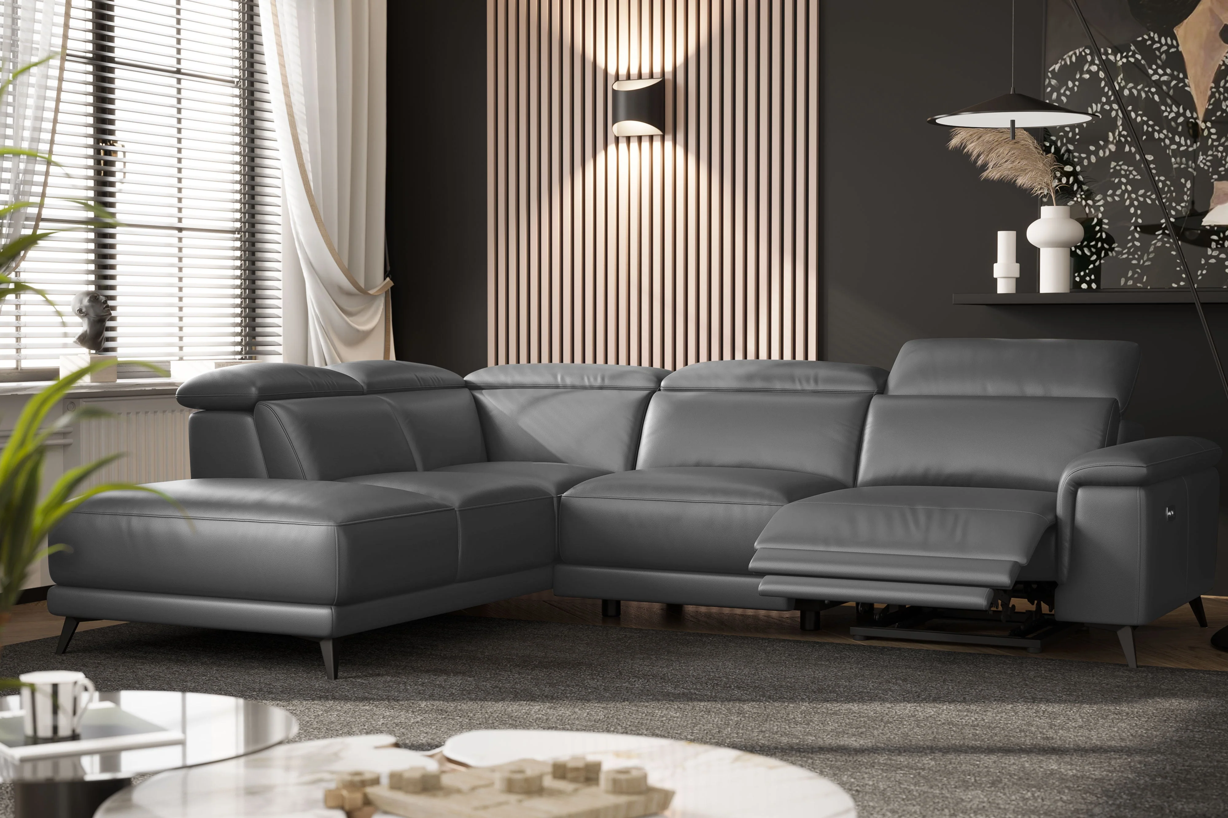 Pista Leather Reclining Sectional Lounge - Image 48